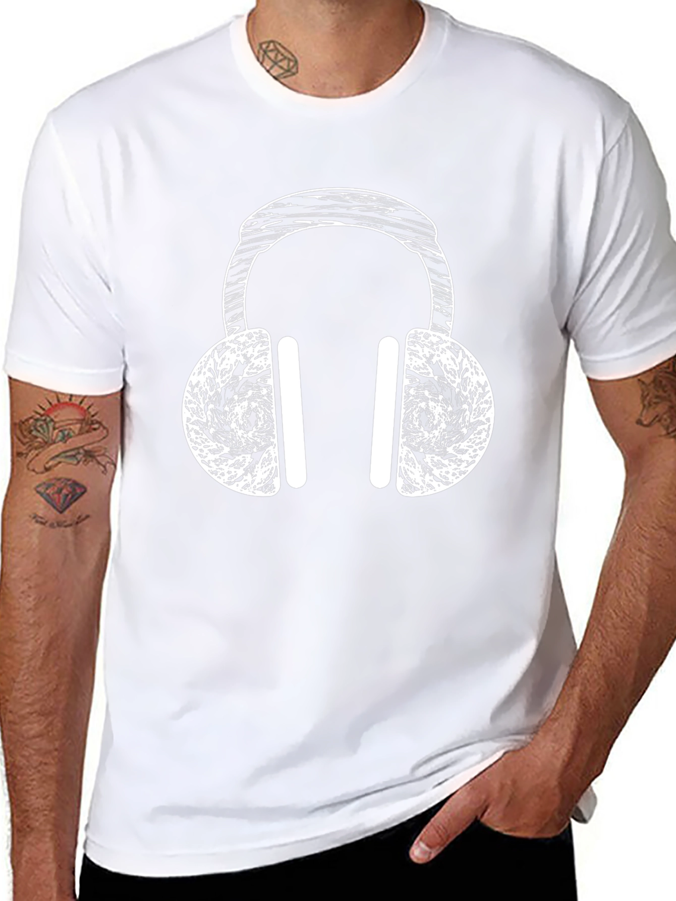 Cool Headphones Graphic Tee - Black