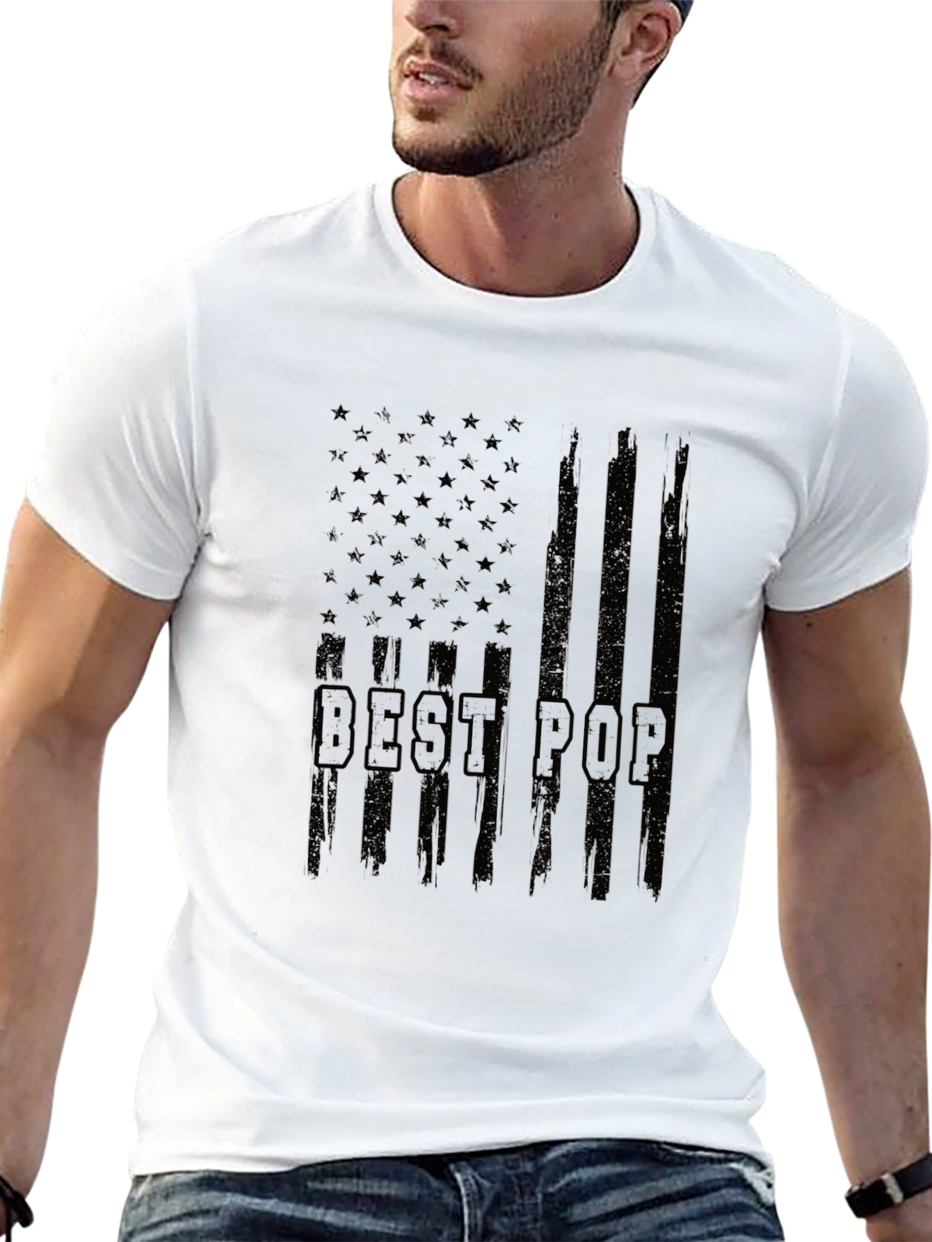 Best Pop American Flag Graphic T-Shirt