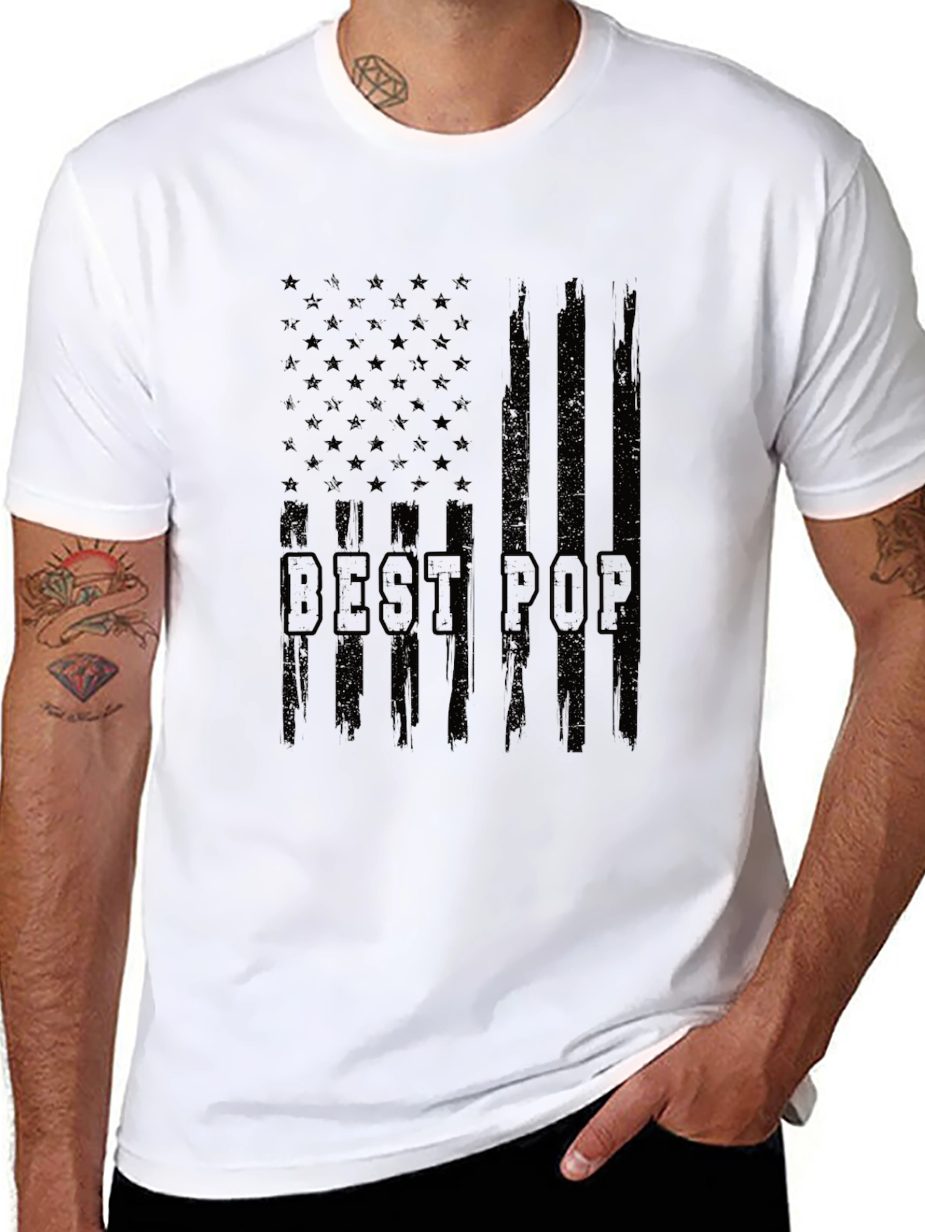 Best Pop American Flag Graphic T-Shirt