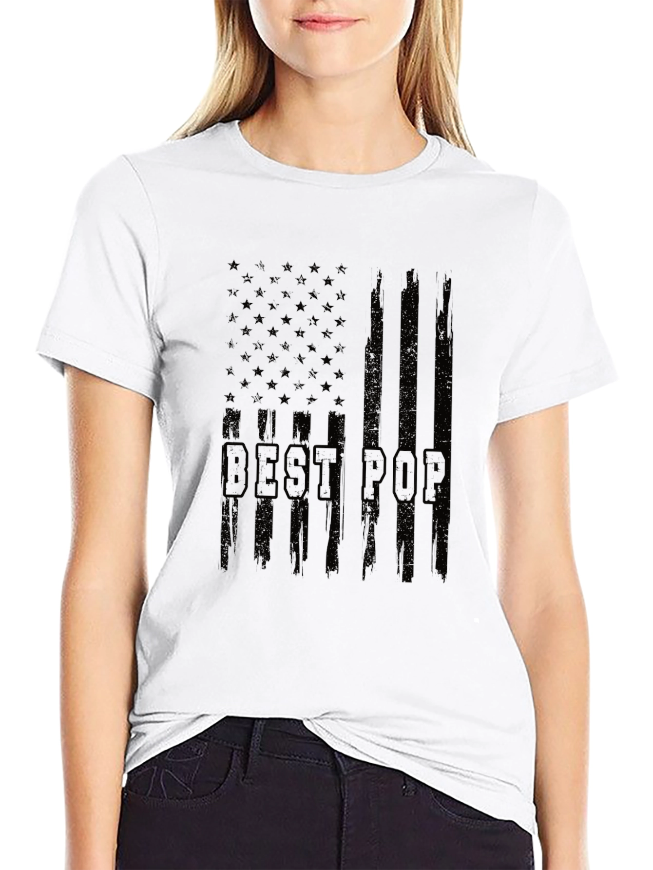 Best Pop American Flag Graphic T-Shirt