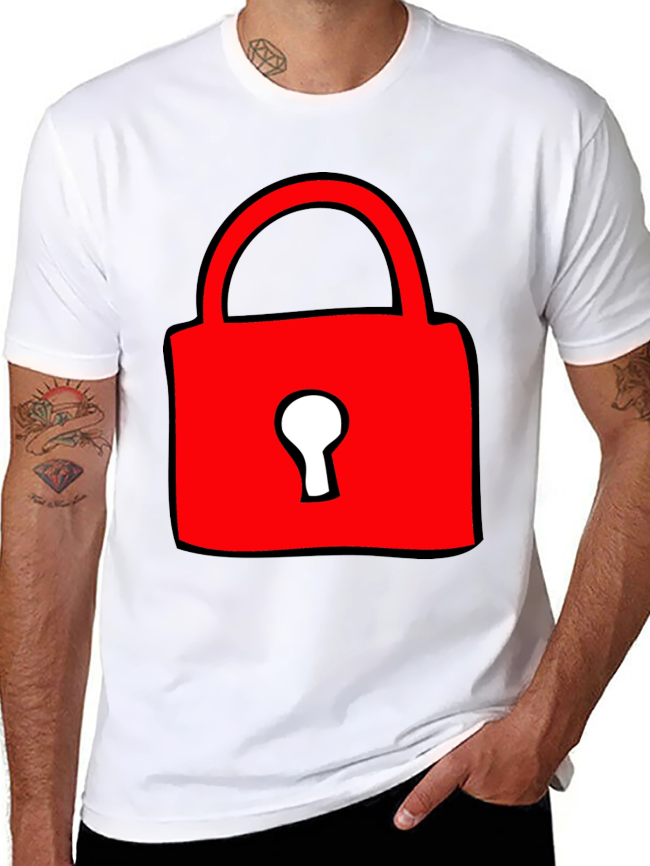 Red Lock Graphic T-Shirt - Casual Cotton Tee