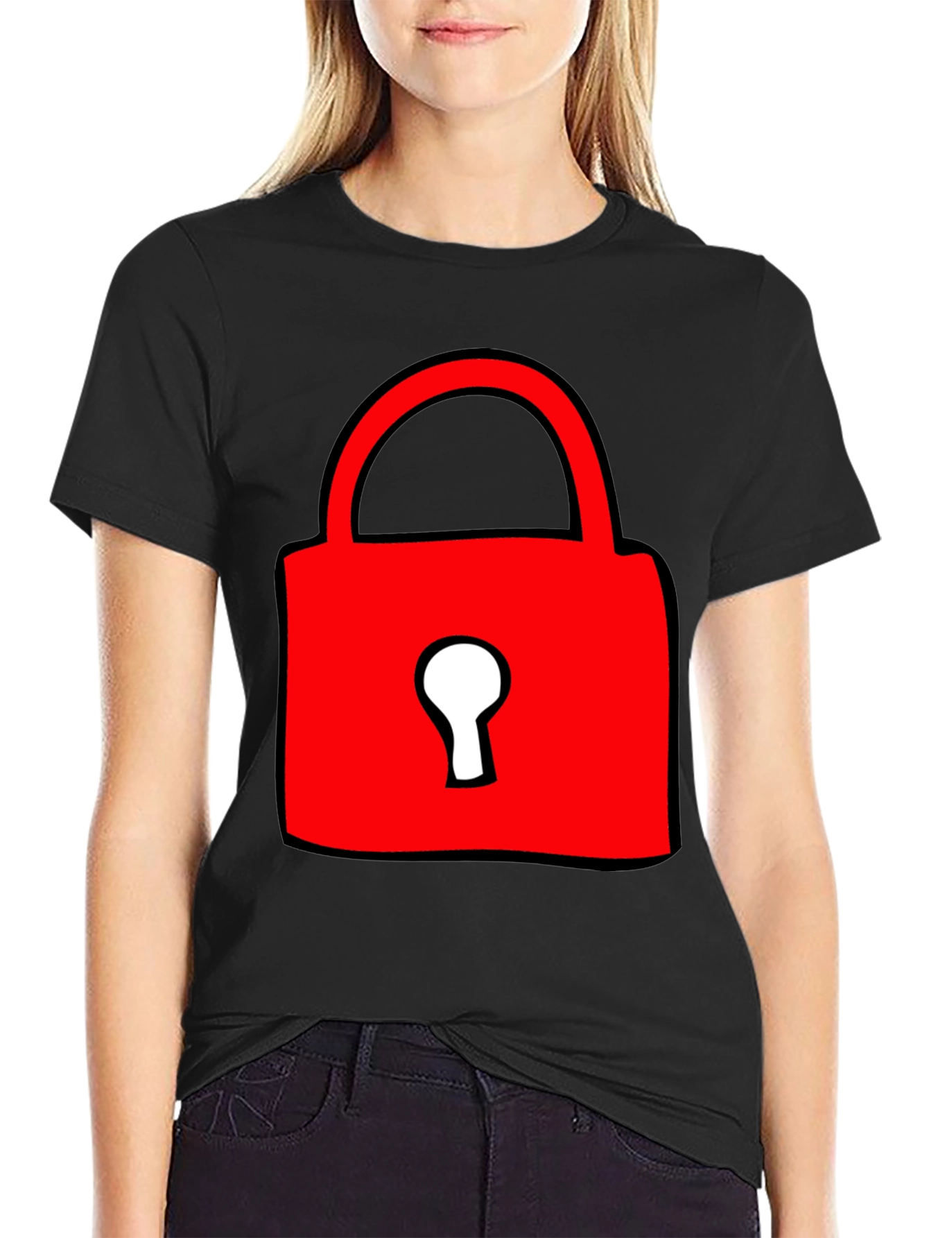 Red Lock Graphic T-Shirt - Casual Cotton Tee