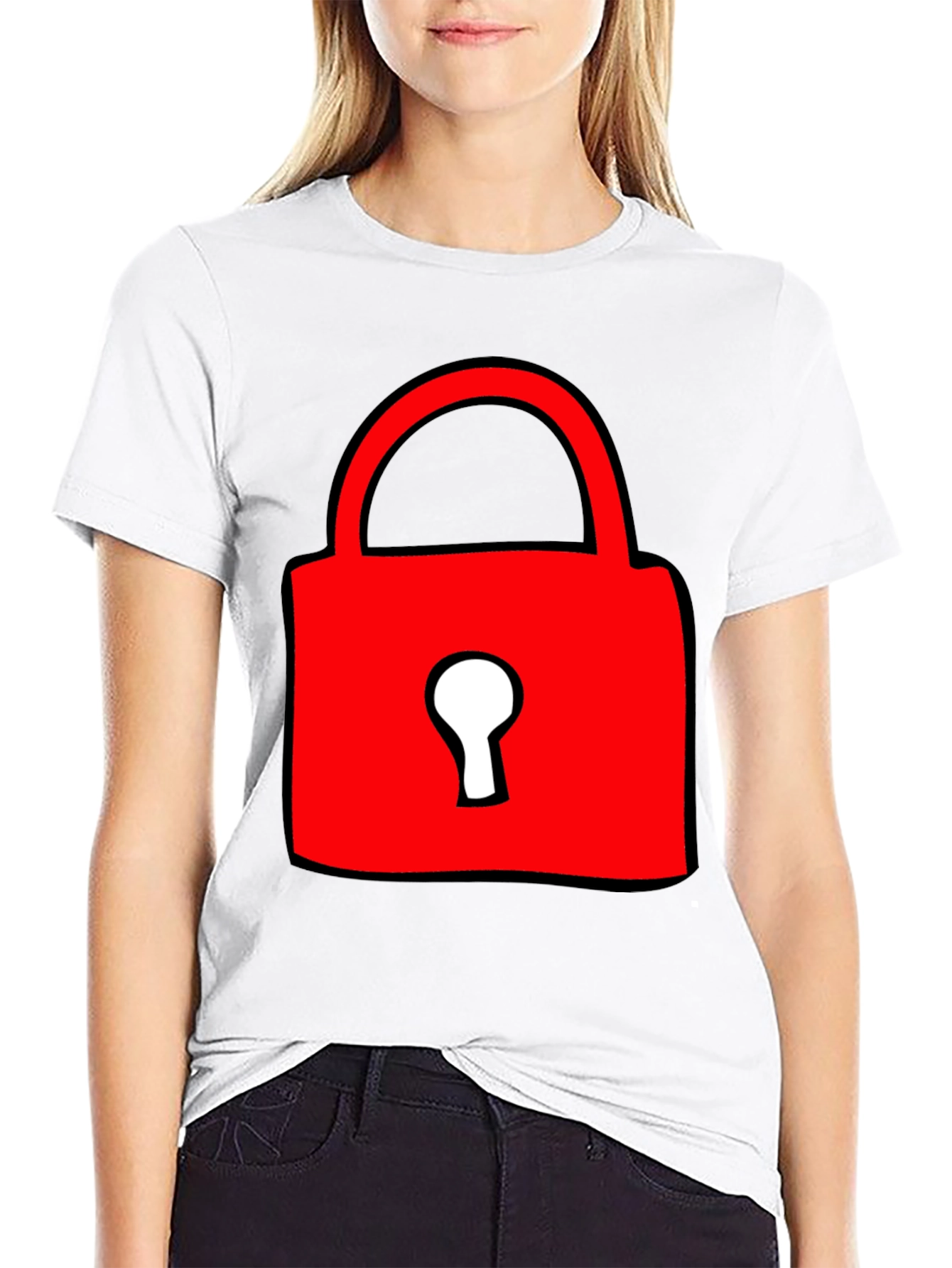 Red Lock Graphic T-Shirt - Casual Cotton Tee