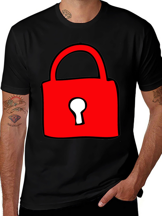 Red Lock Graphic T-Shirt - Casual Cotton Tee