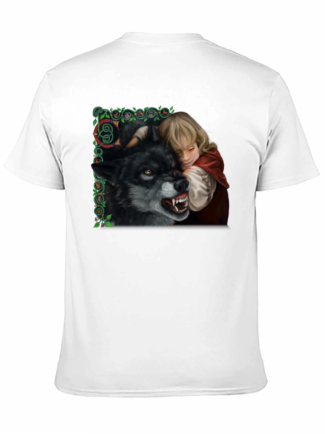 Red Riding Hood Wolf Graphic Black T-Shirt