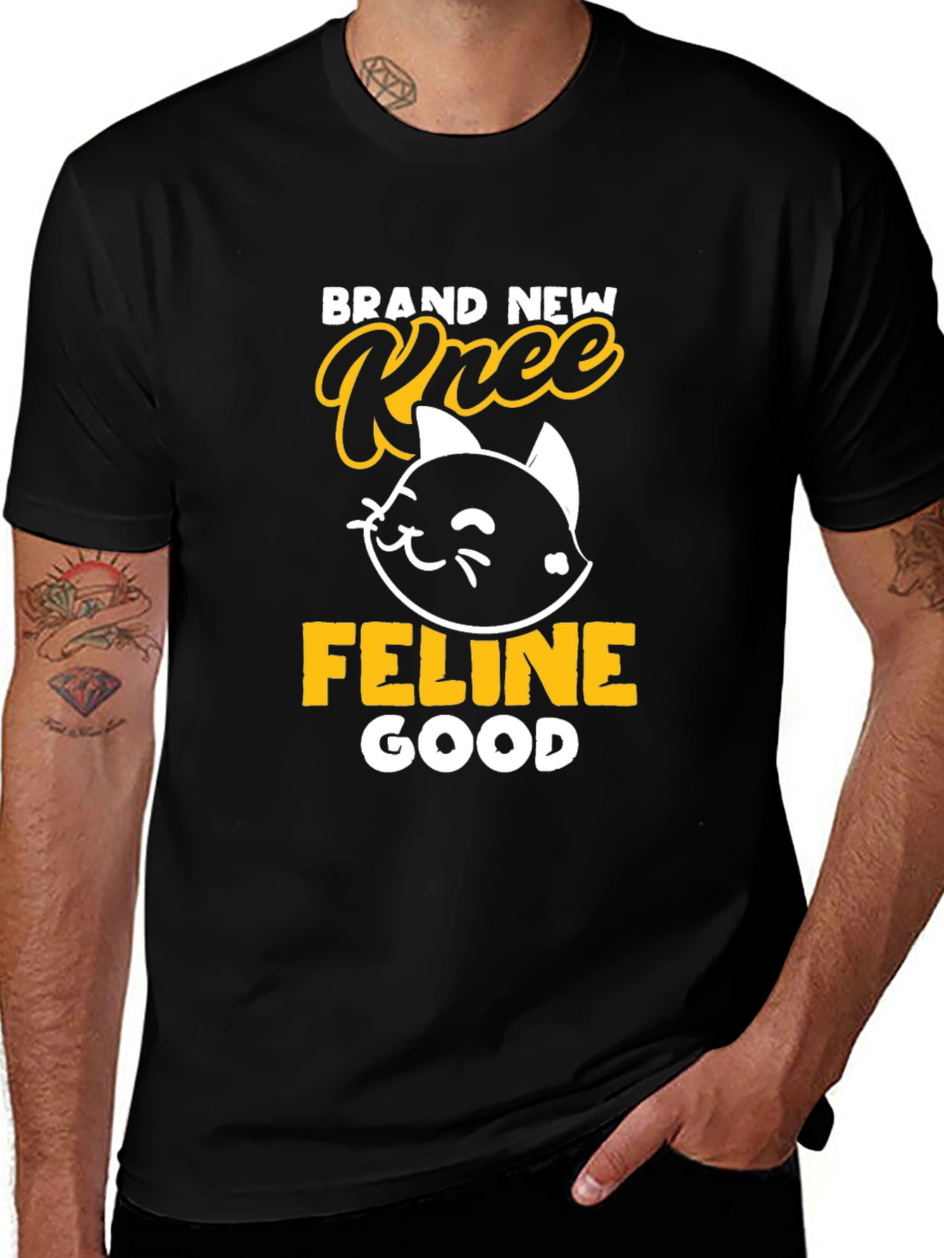 Brand New Knee Feline Good Black T-Shirt
