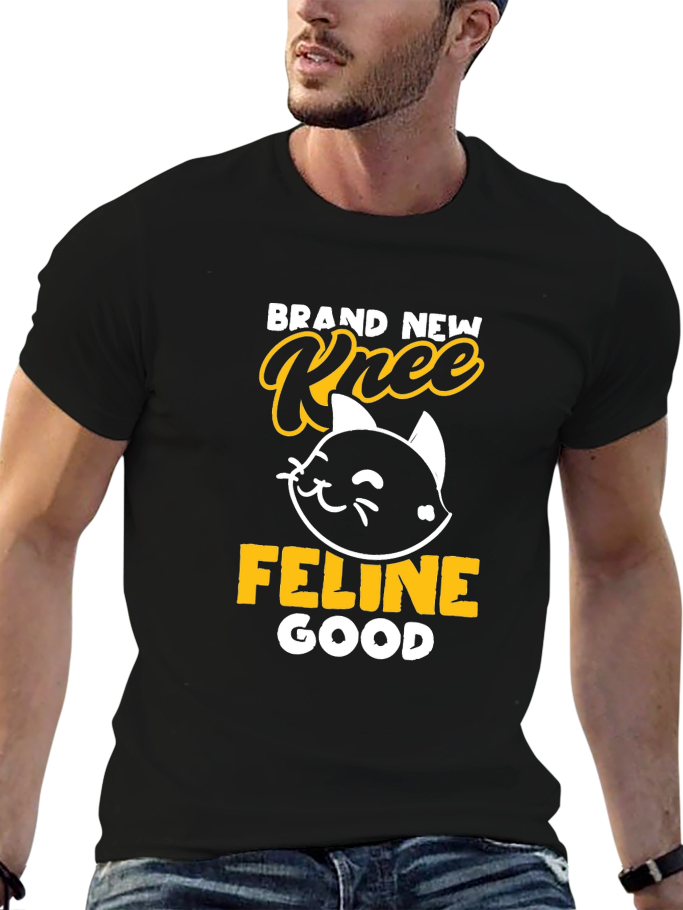 Brand New Knee Feline Good Black T-Shirt