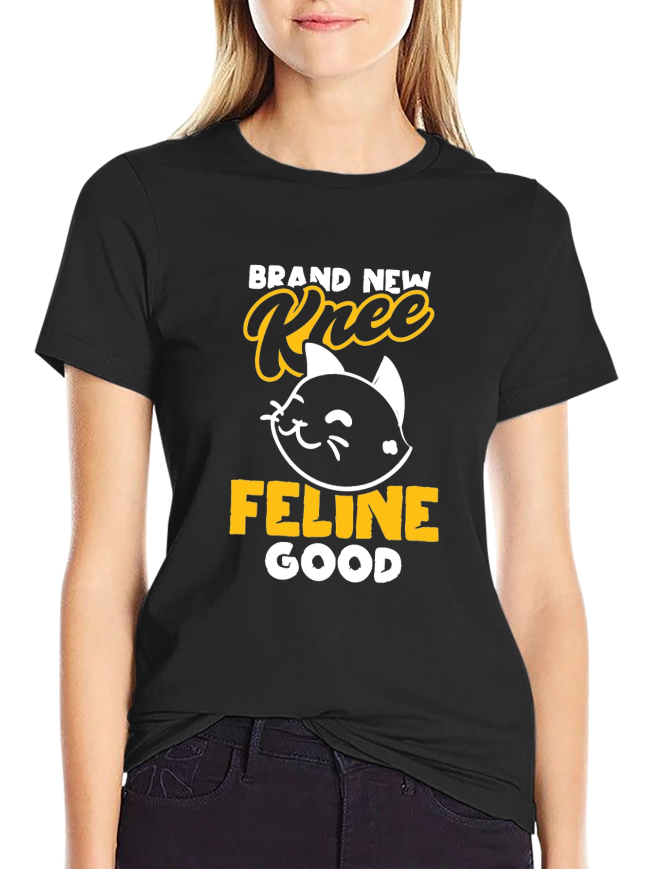 Brand New Knee Feline Good Black T-Shirt
