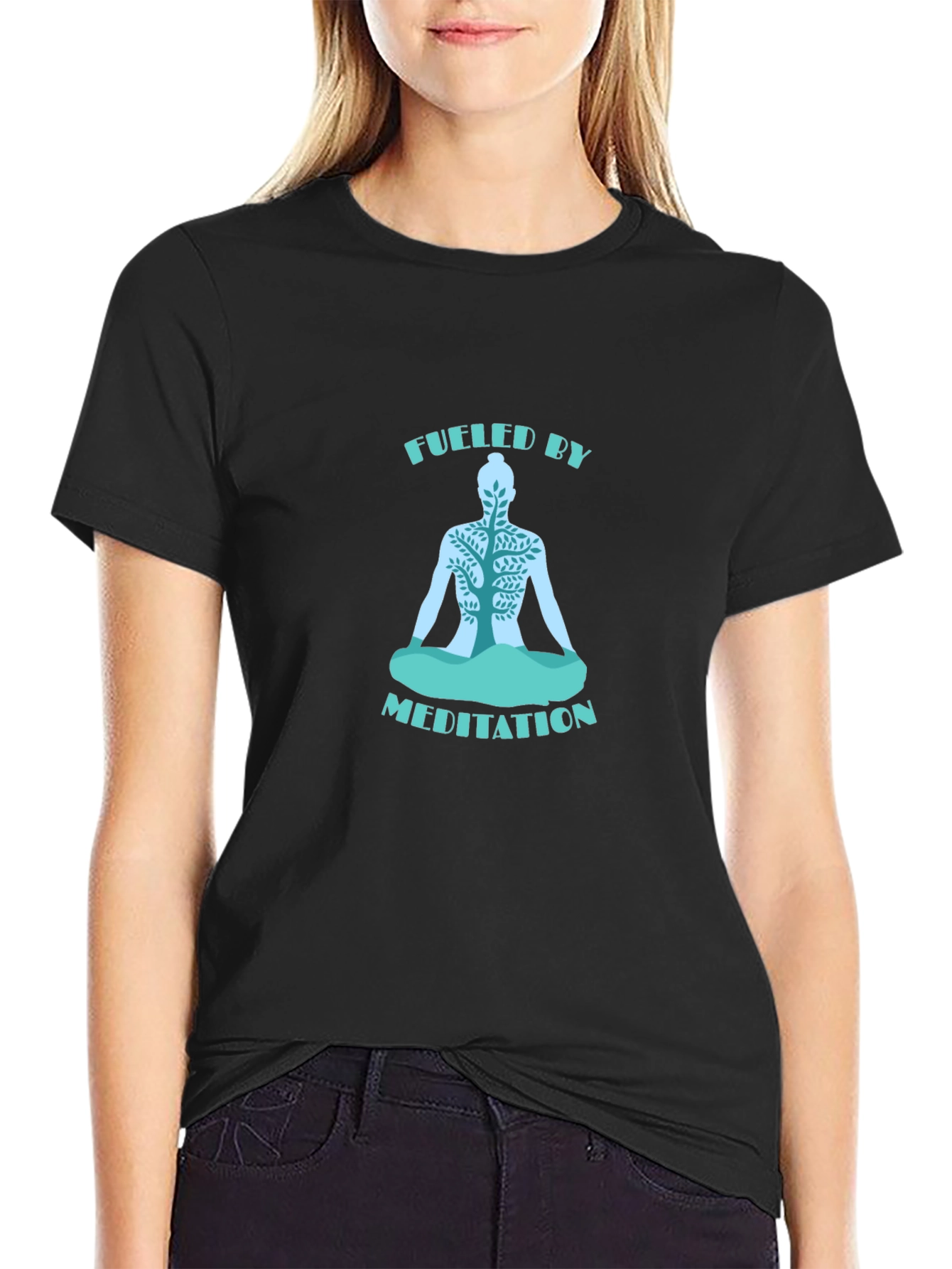Fueled by Meditation T-Shirt - Black Yoga Tee