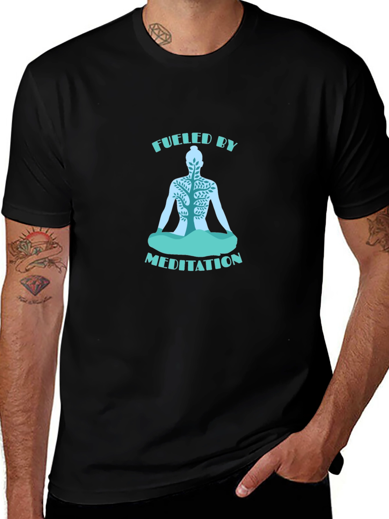 Fueled by Meditation T-Shirt - Black Yoga Tee