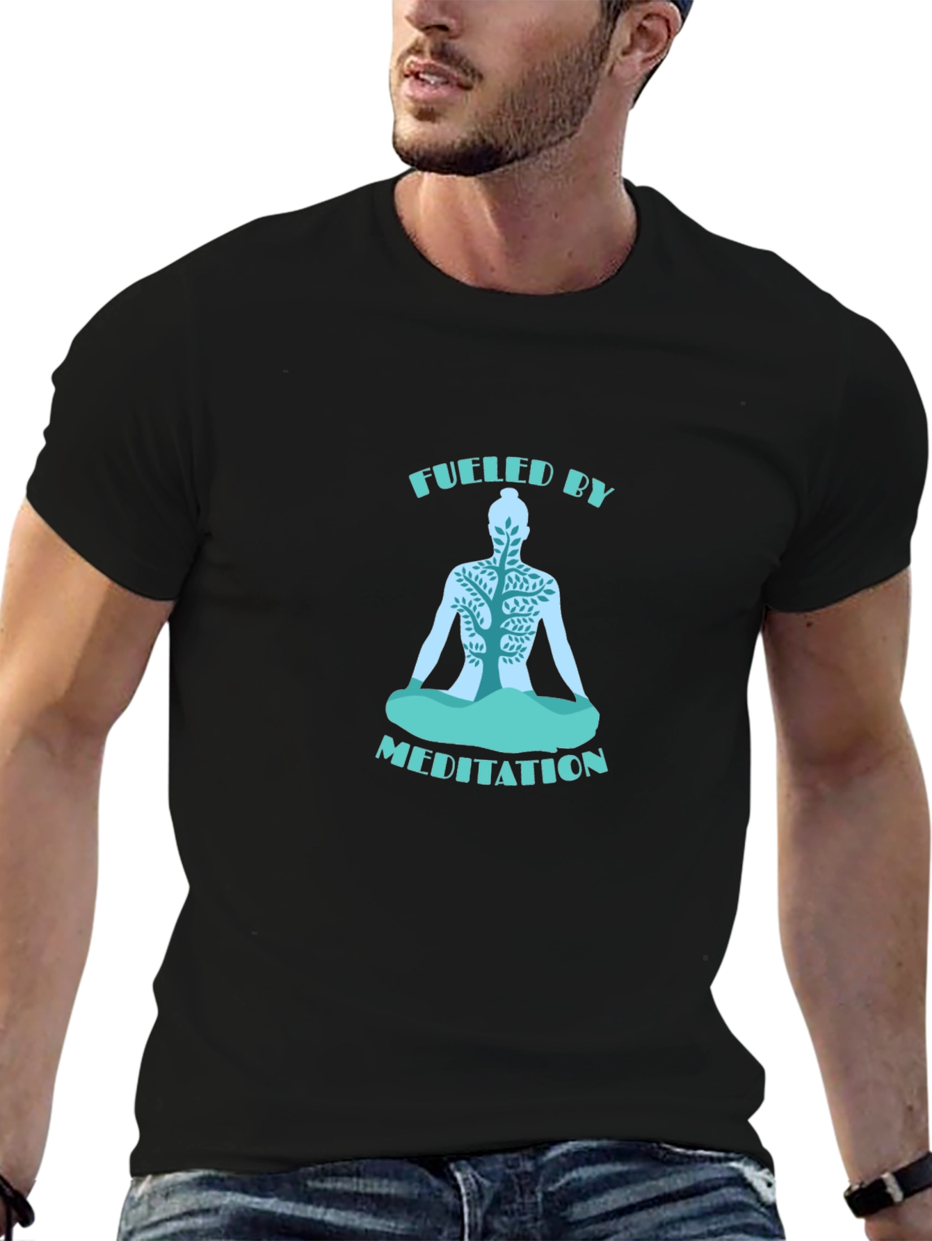 Fueled by Meditation T-Shirt - Black Yoga Tee