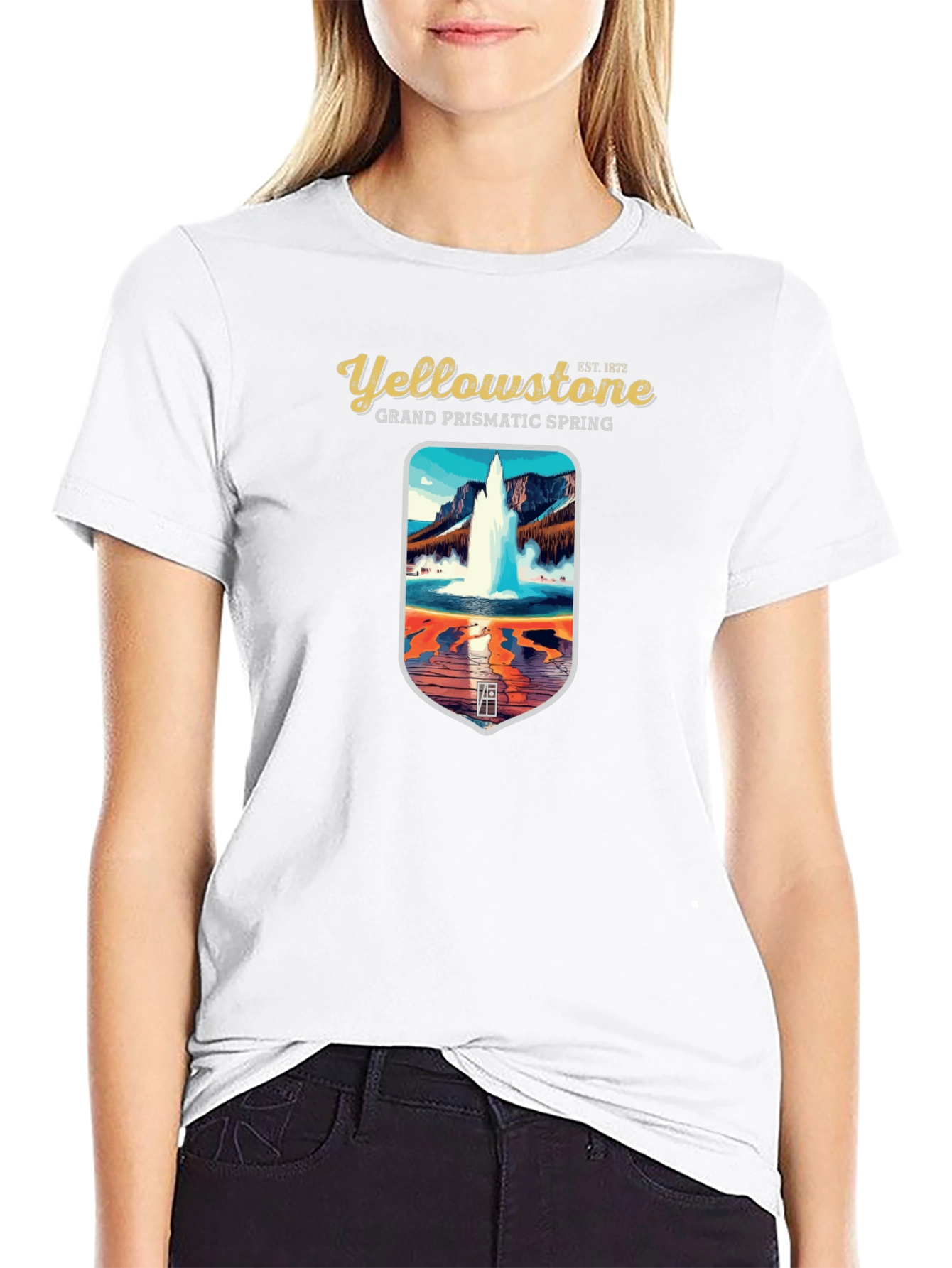 Yellowstone Grand Prismatic Spring Black Graphic T-Shirt