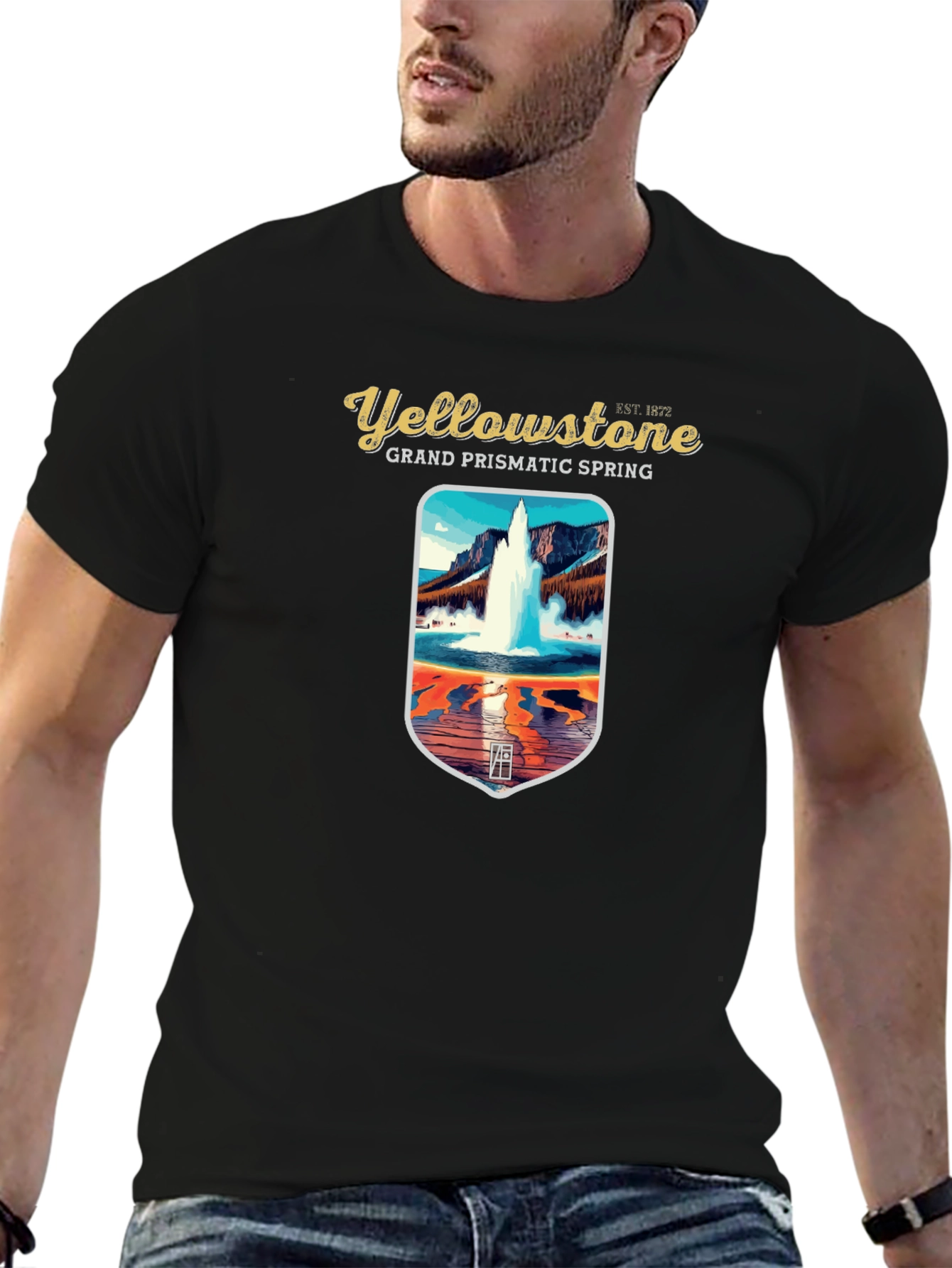 Yellowstone Grand Prismatic Spring Black Graphic T-Shirt