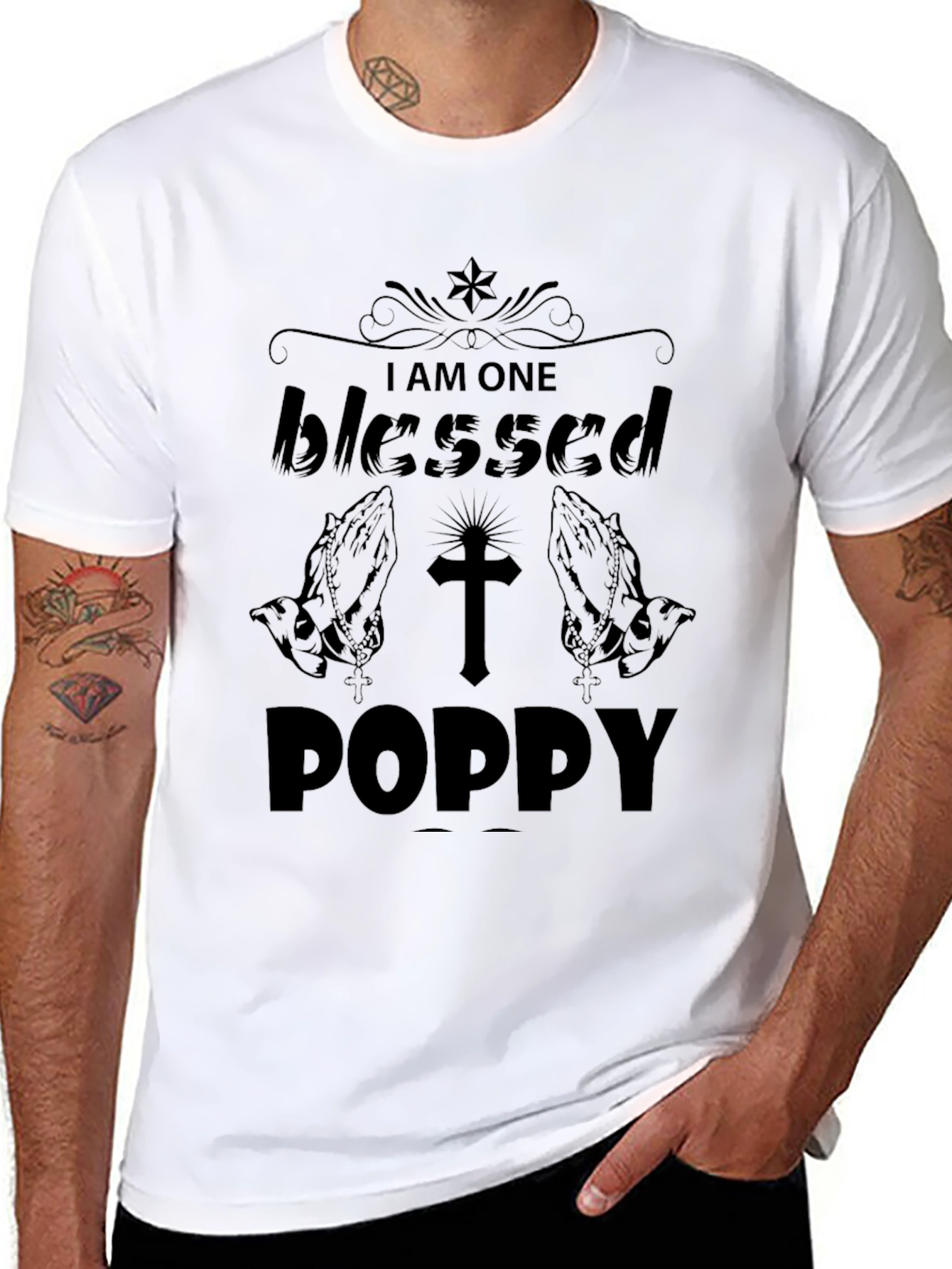 Blessed Poppy Graphic Tee - Mens Black T-Shirt