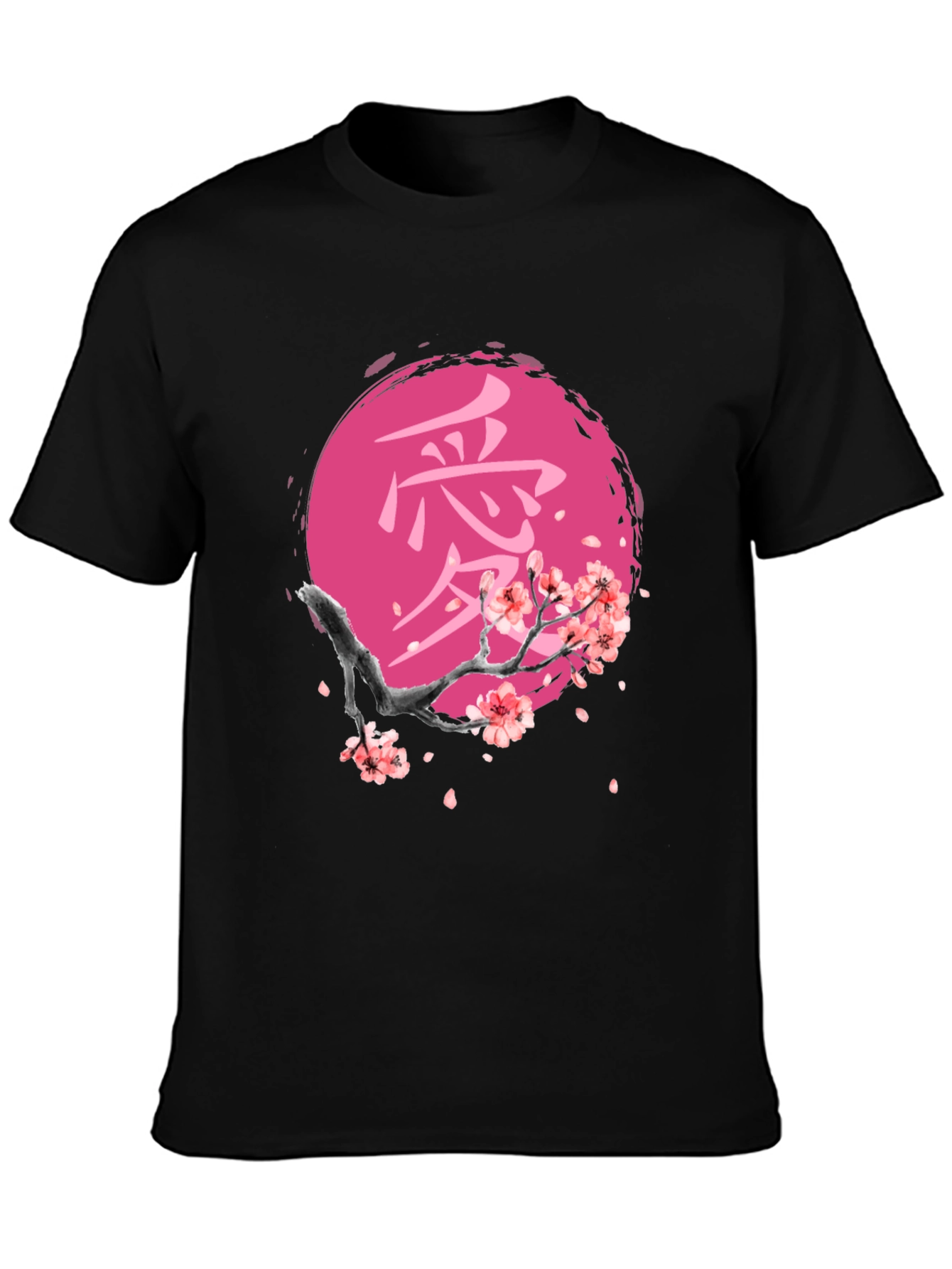 Japanese Cherry Blossom Black T-Shirt