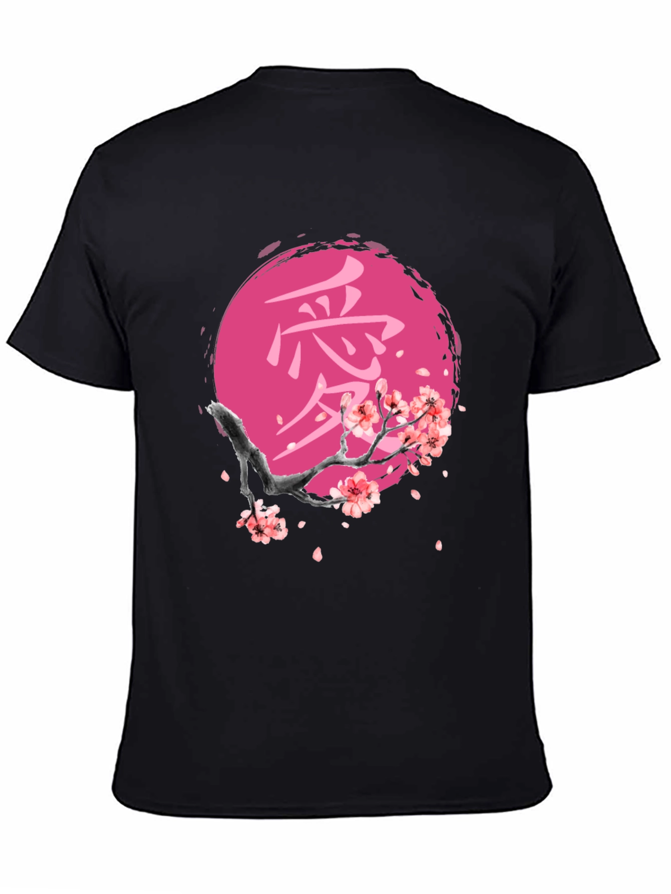 Japanese Cherry Blossom Black T-Shirt