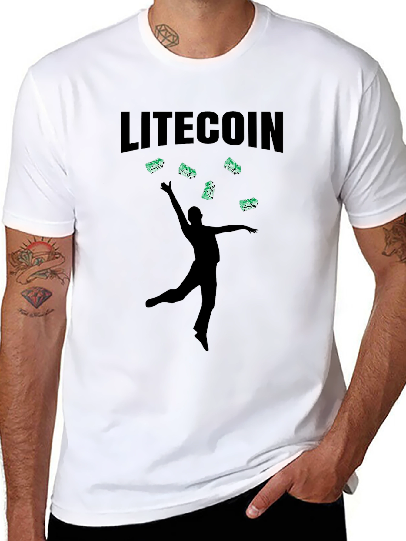 Litecoin Juggling Graphic Black T-Shirt