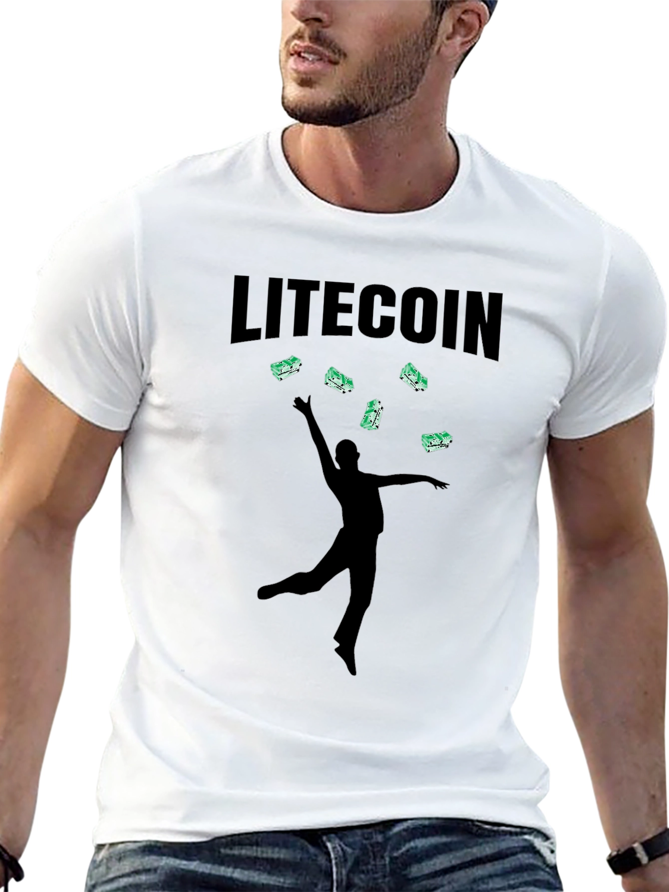 Litecoin Juggling Graphic Black T-Shirt