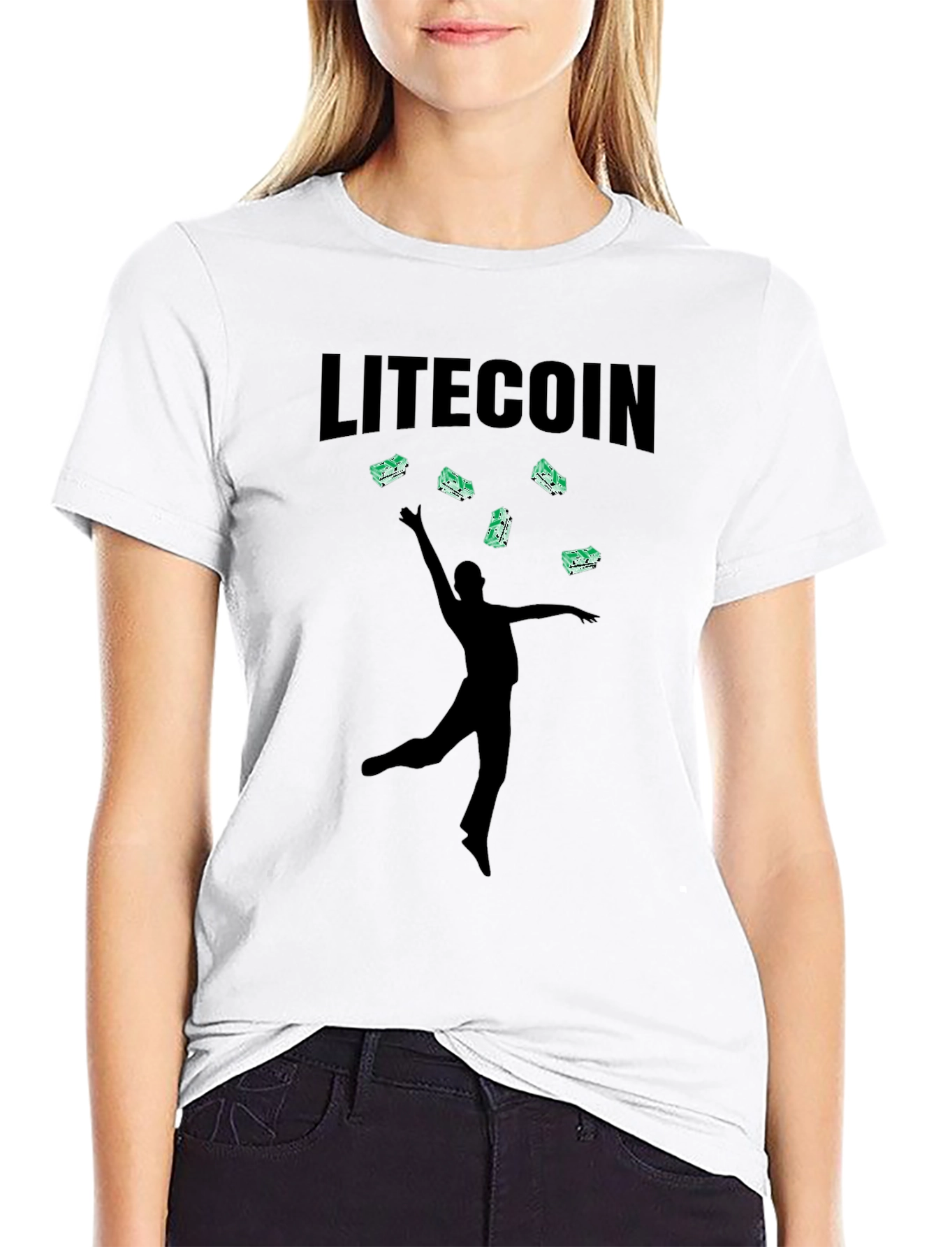 Litecoin Juggling Graphic Black T-Shirt