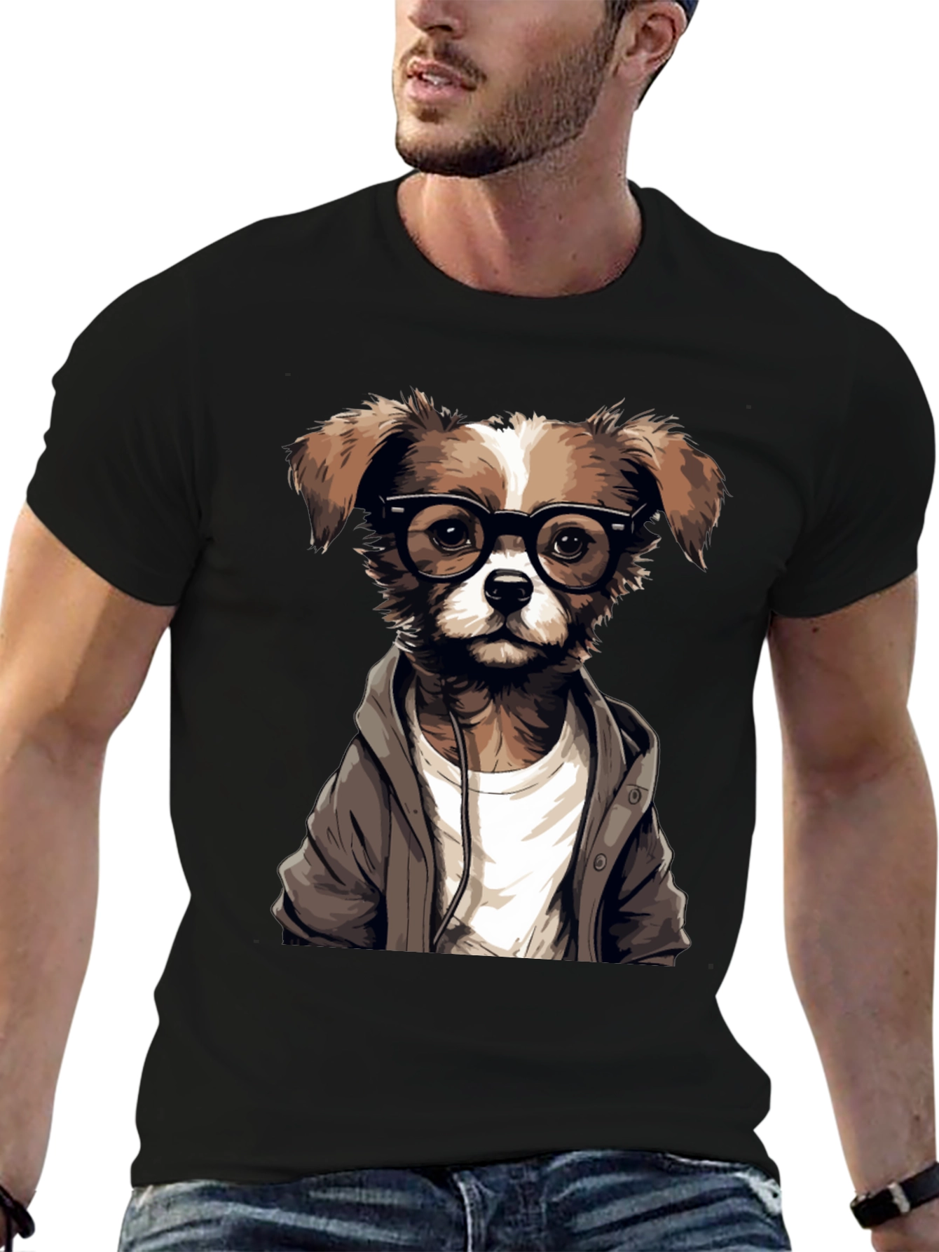 Hipster Dog Graphic T-Shirt - Cool Canine Style