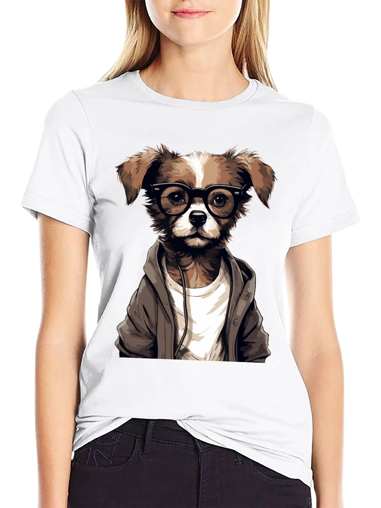 Hipster Dog Graphic T-Shirt - Cool Canine Style