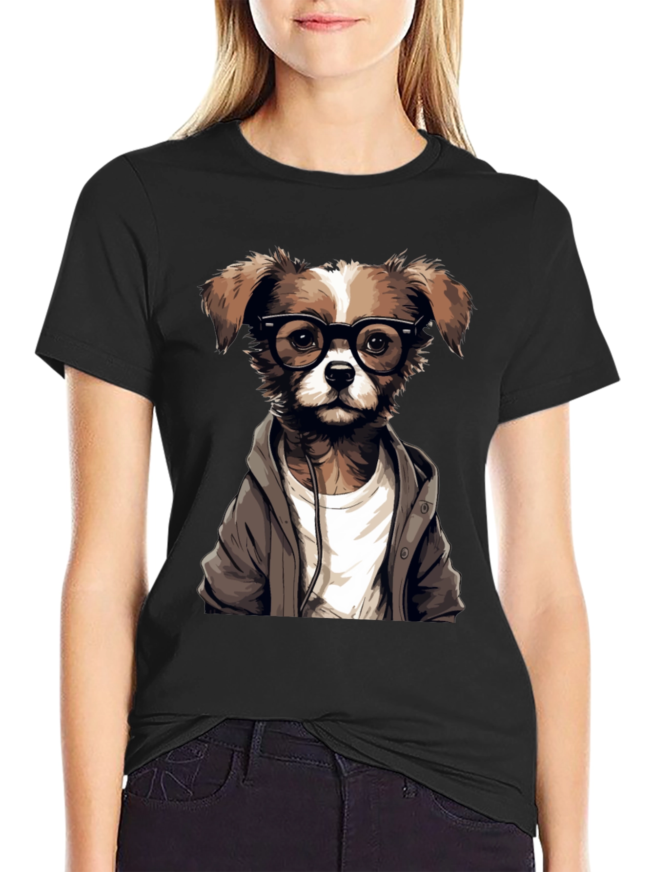 Hipster Dog Graphic T-Shirt - Cool Canine Style