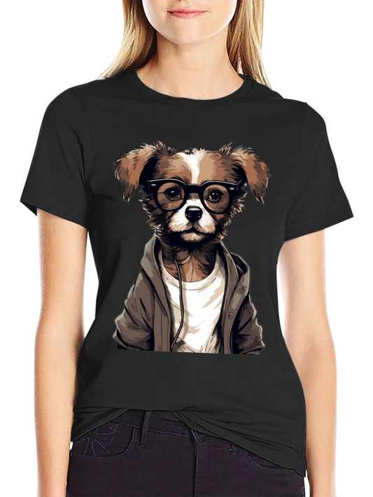 Hipster Dog Graphic T-Shirt - Cool Canine Style