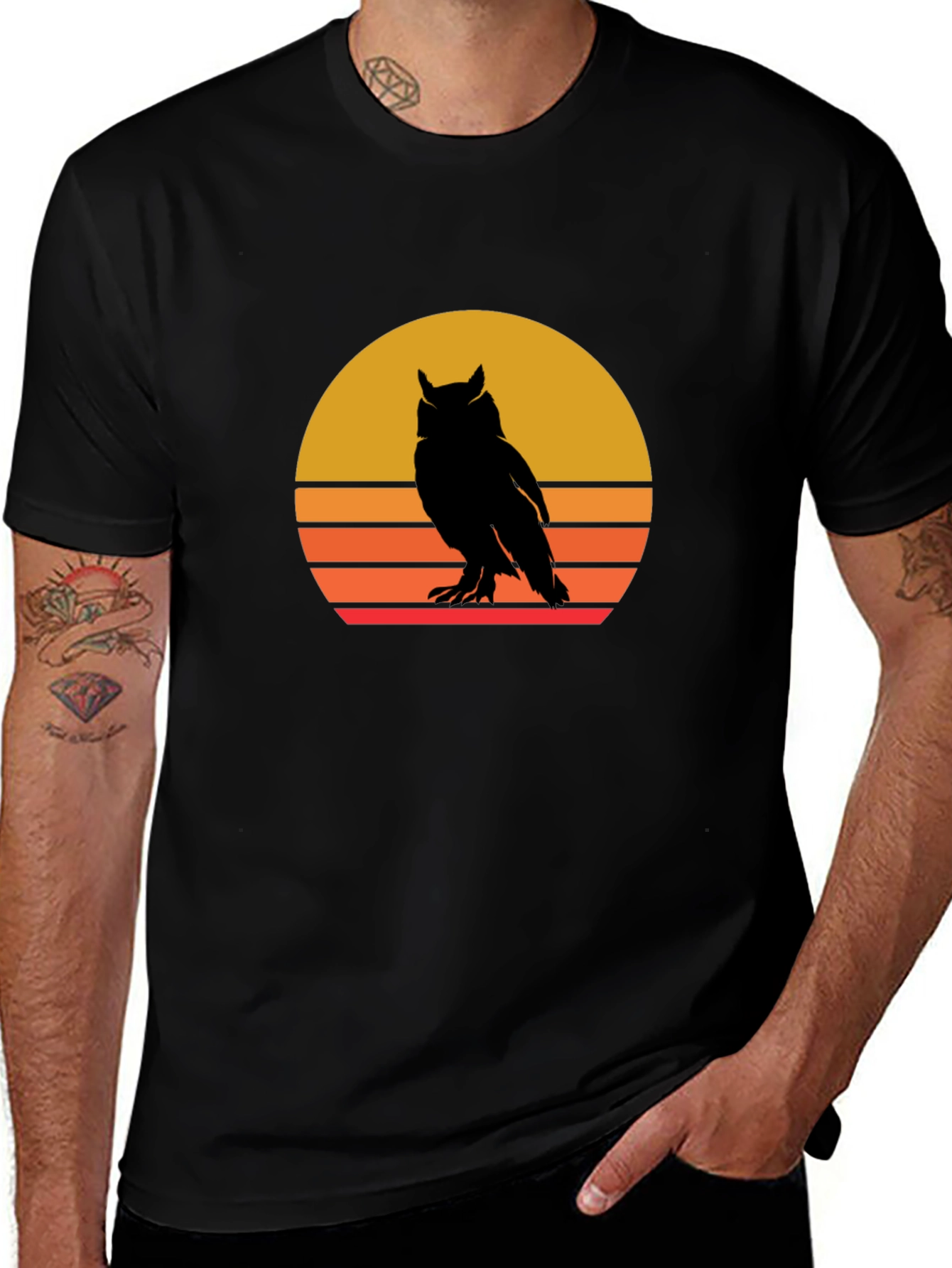 Retro Owl Sunset Graphic Tee