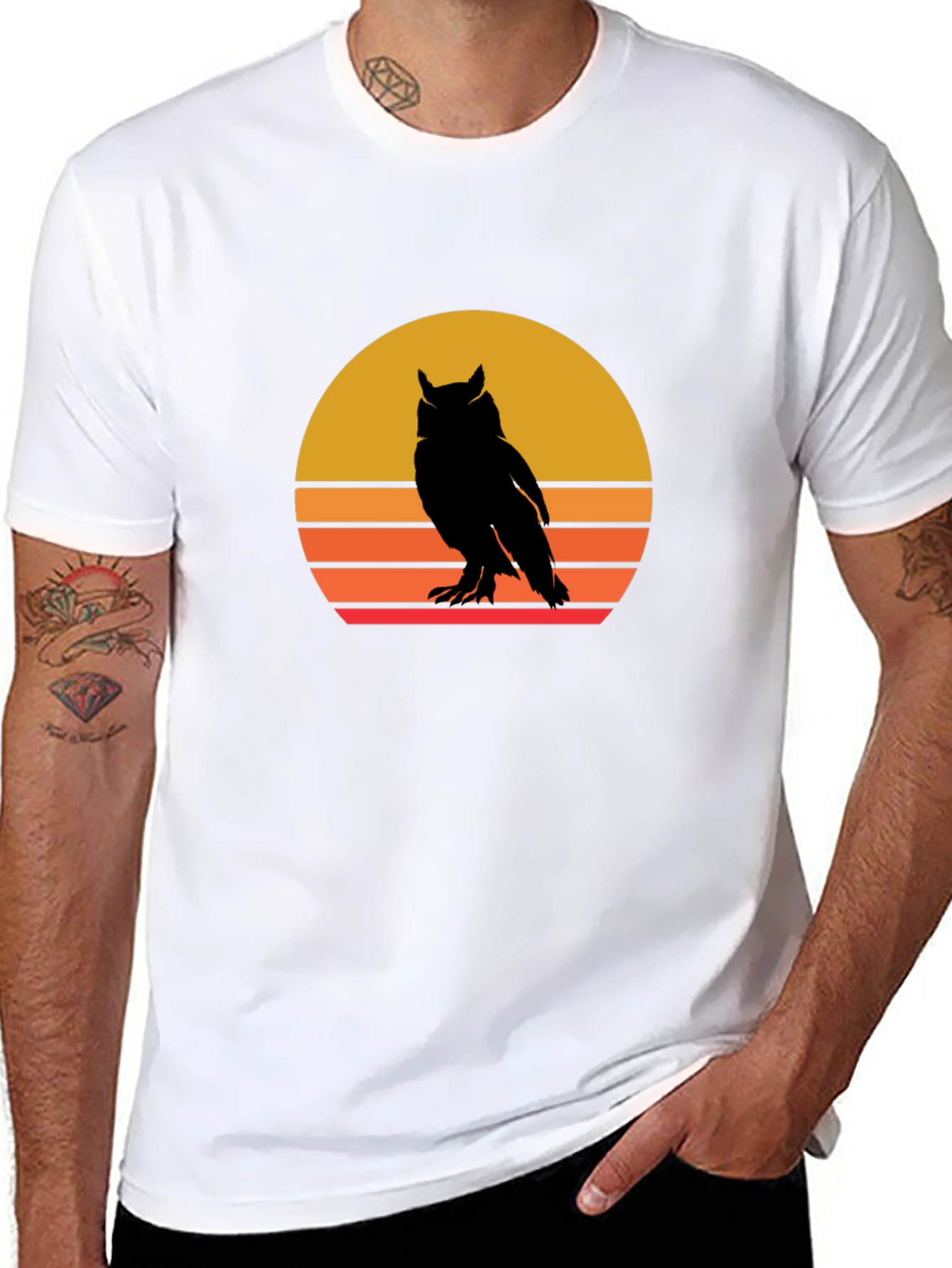 Retro Owl Sunset Graphic Tee
