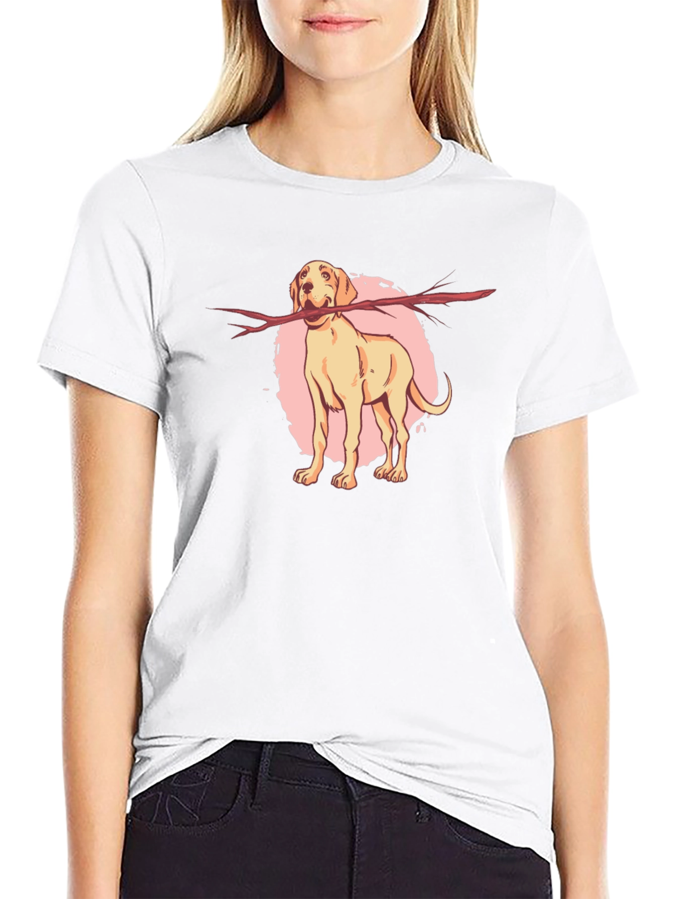 Playful Dog Stick T-Shirt – Cute Dog Lover Graphic Tee