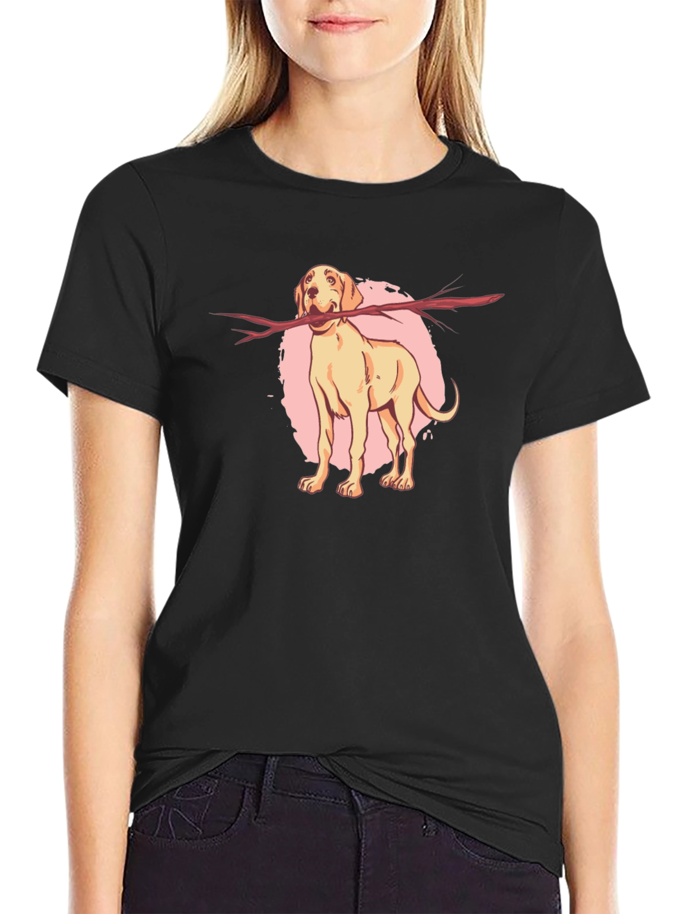 Playful Dog Stick T-Shirt – Cute Dog Lover Graphic Tee