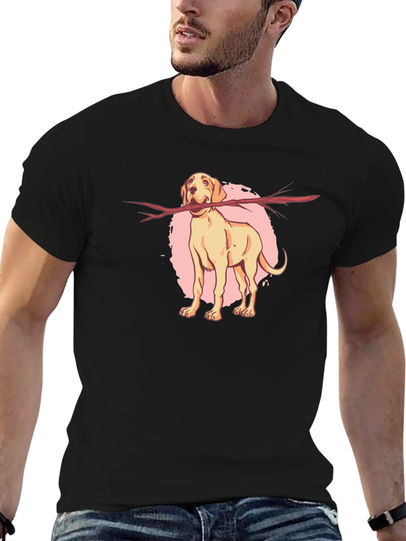 Playful Dog Stick T-Shirt – Cute Dog Lover Graphic Tee