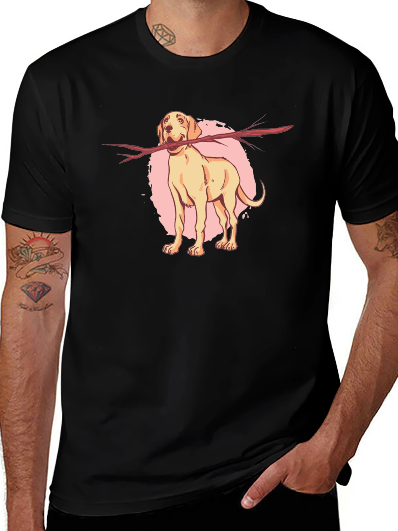 Playful Dog Stick T-Shirt – Cute Dog Lover Graphic Tee
