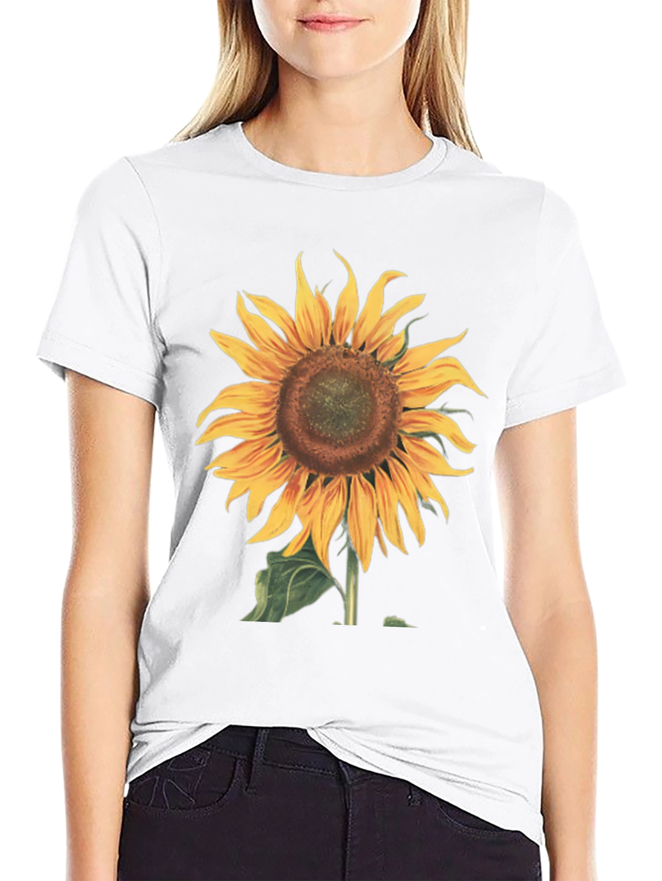 Sunflower Graphic Print Black T-Shirt