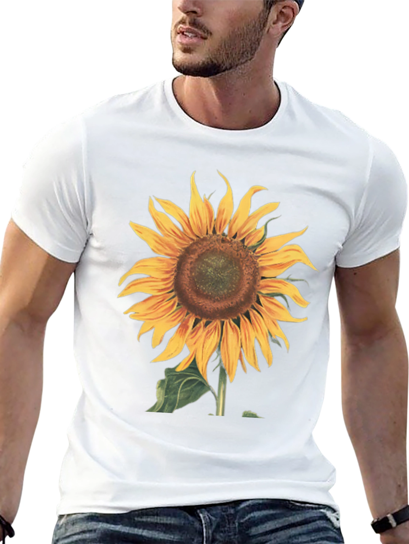 Sunflower Graphic Print Black T-Shirt