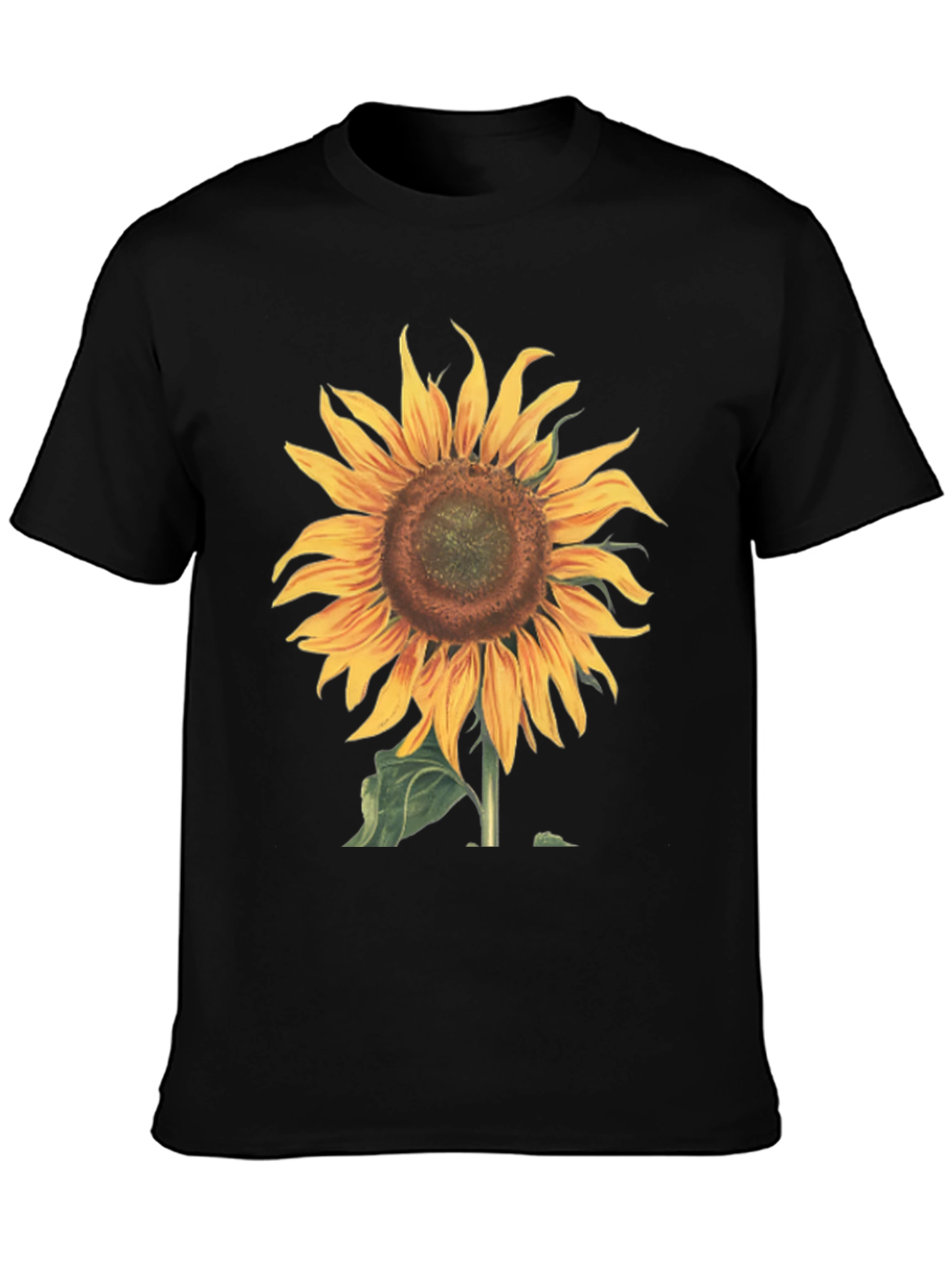 Sunflower Graphic Print Black T-Shirt