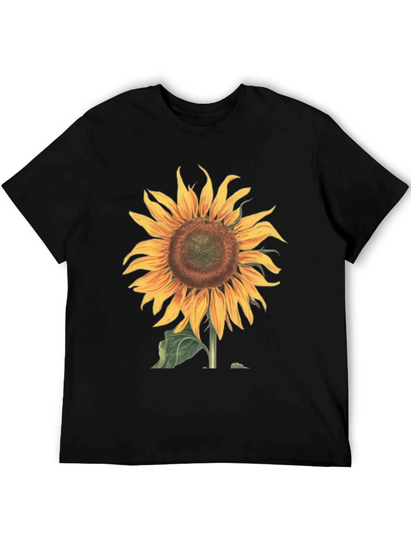Sunflower Graphic Print Black T-Shirt
