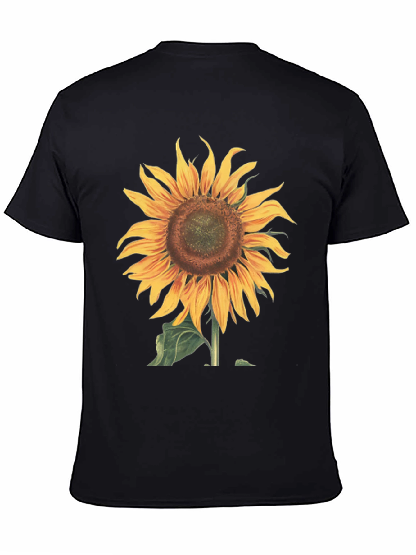 Sunflower Graphic Print Black T-Shirt