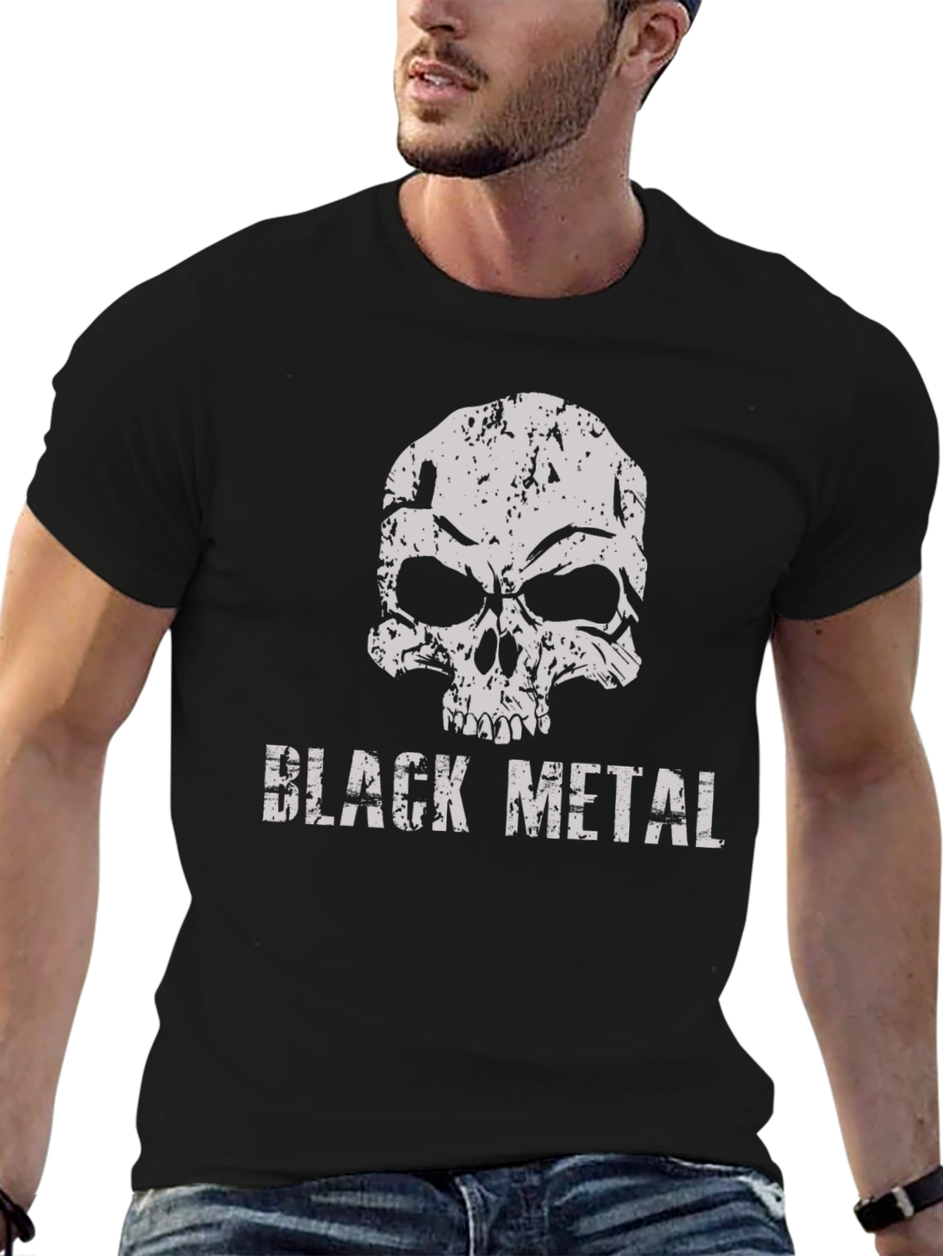 Black Metal Skull Graphic T-Shirt