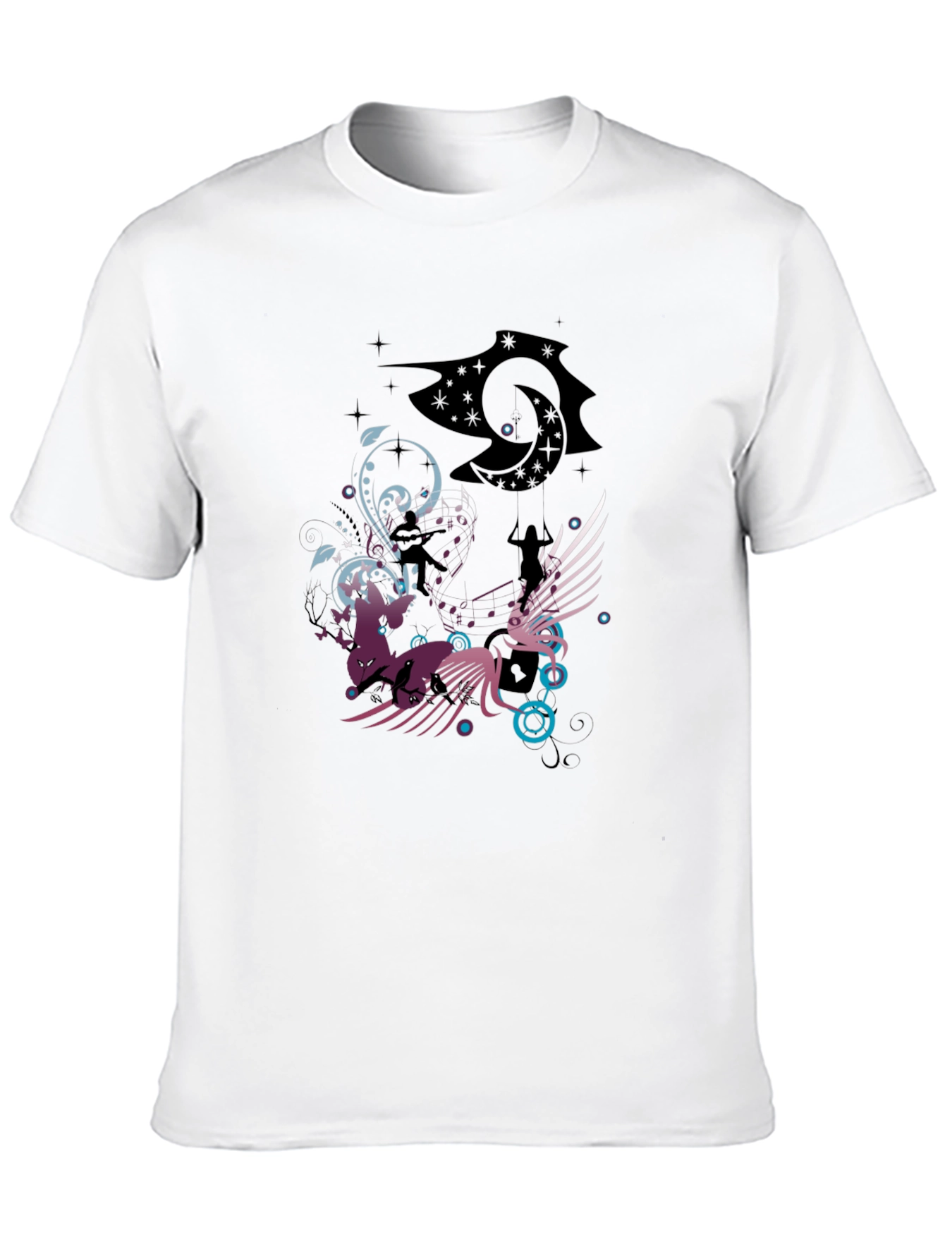 Fantasy Graphic Print Mens Black T-Shirt