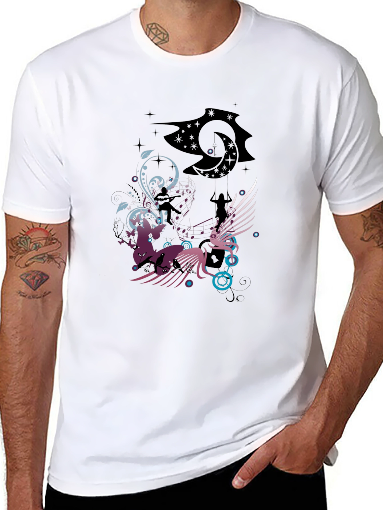 Fantasy Graphic Print Mens Black T-Shirt