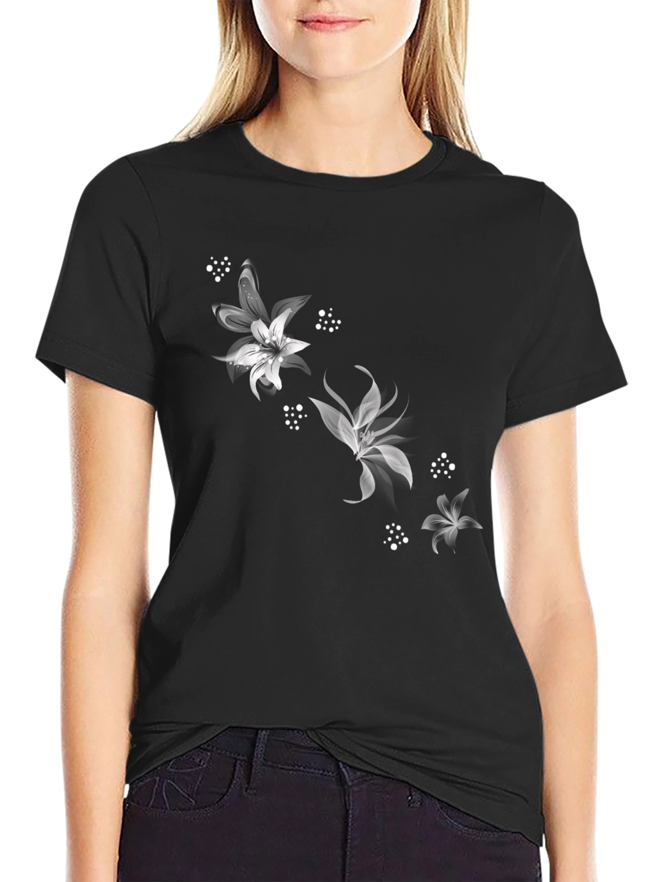 Black Floral Graphic Tee - Stylish Casual Wear