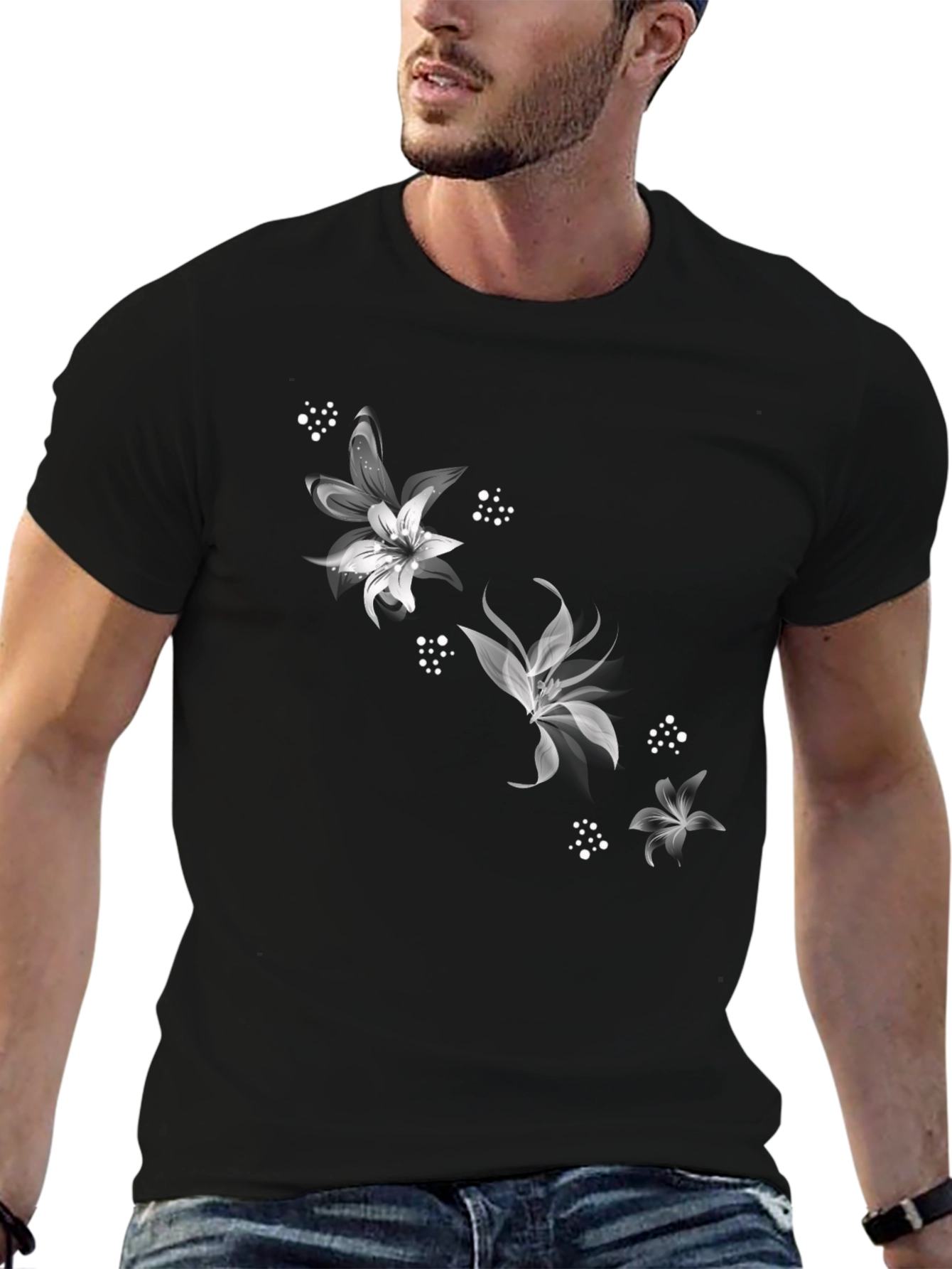 Black Floral Graphic Tee - Stylish Casual Wear