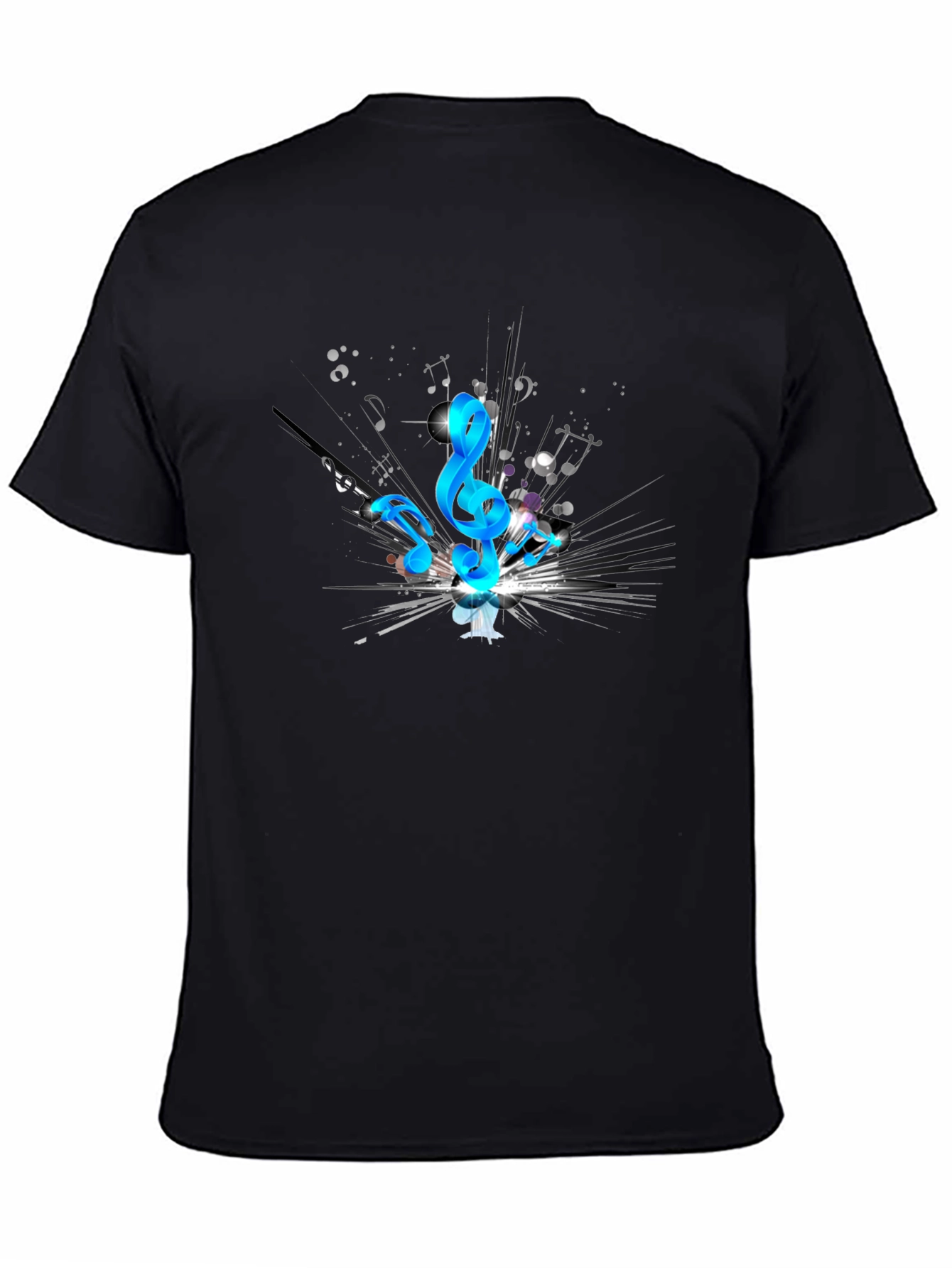Music Notes Graphic Tee - Black