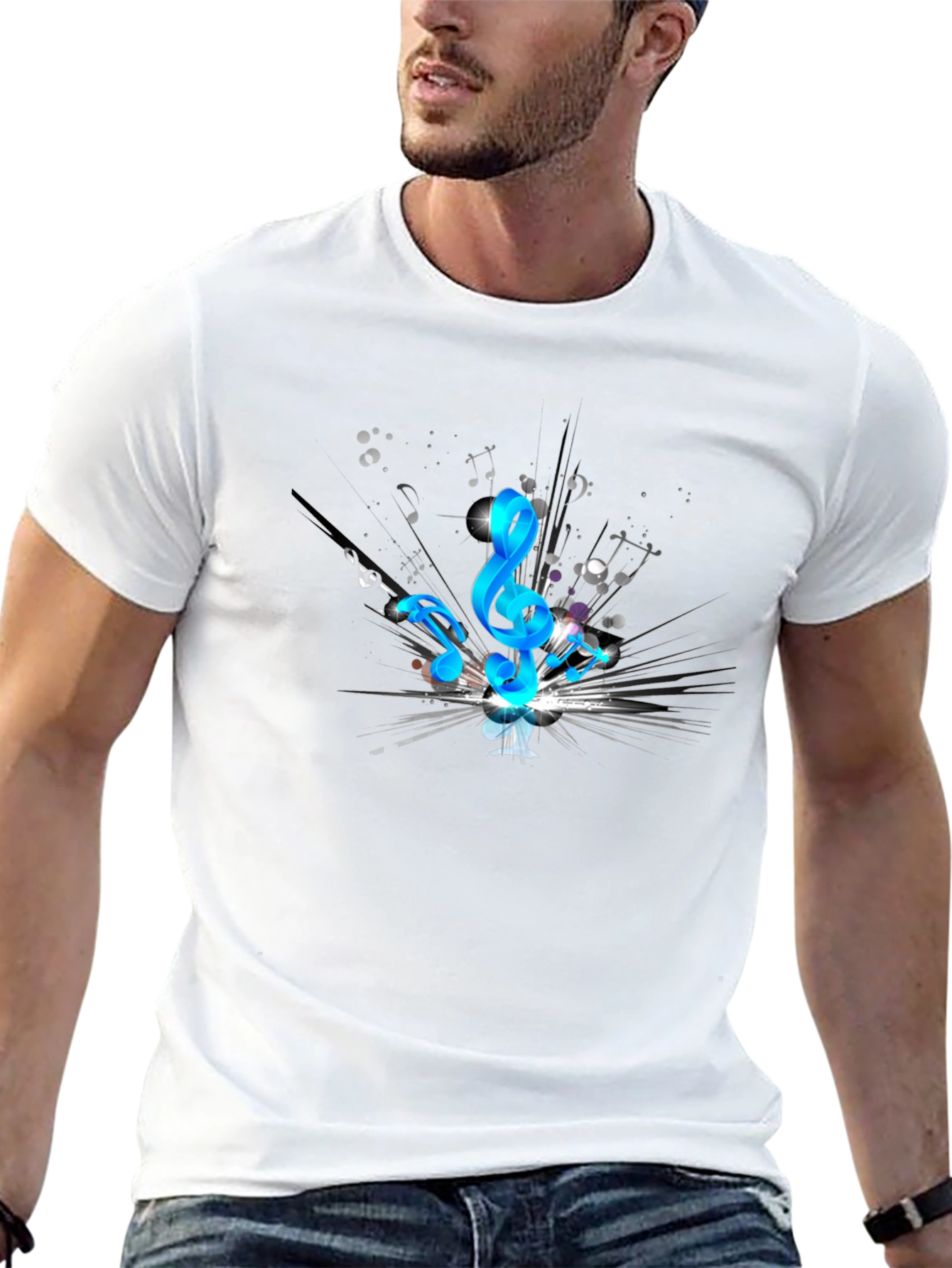 Music Notes Graphic Tee - Black