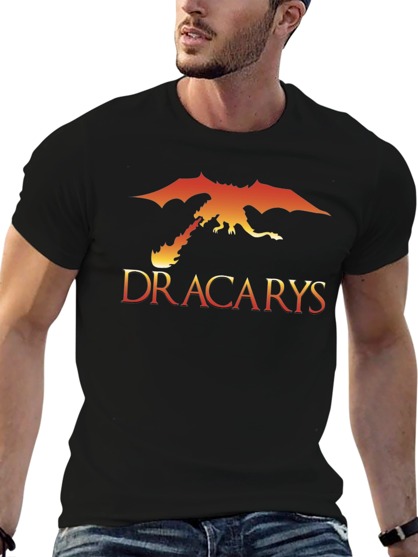 Dracarys Dragon Fire Graphic T-Shirt - Black