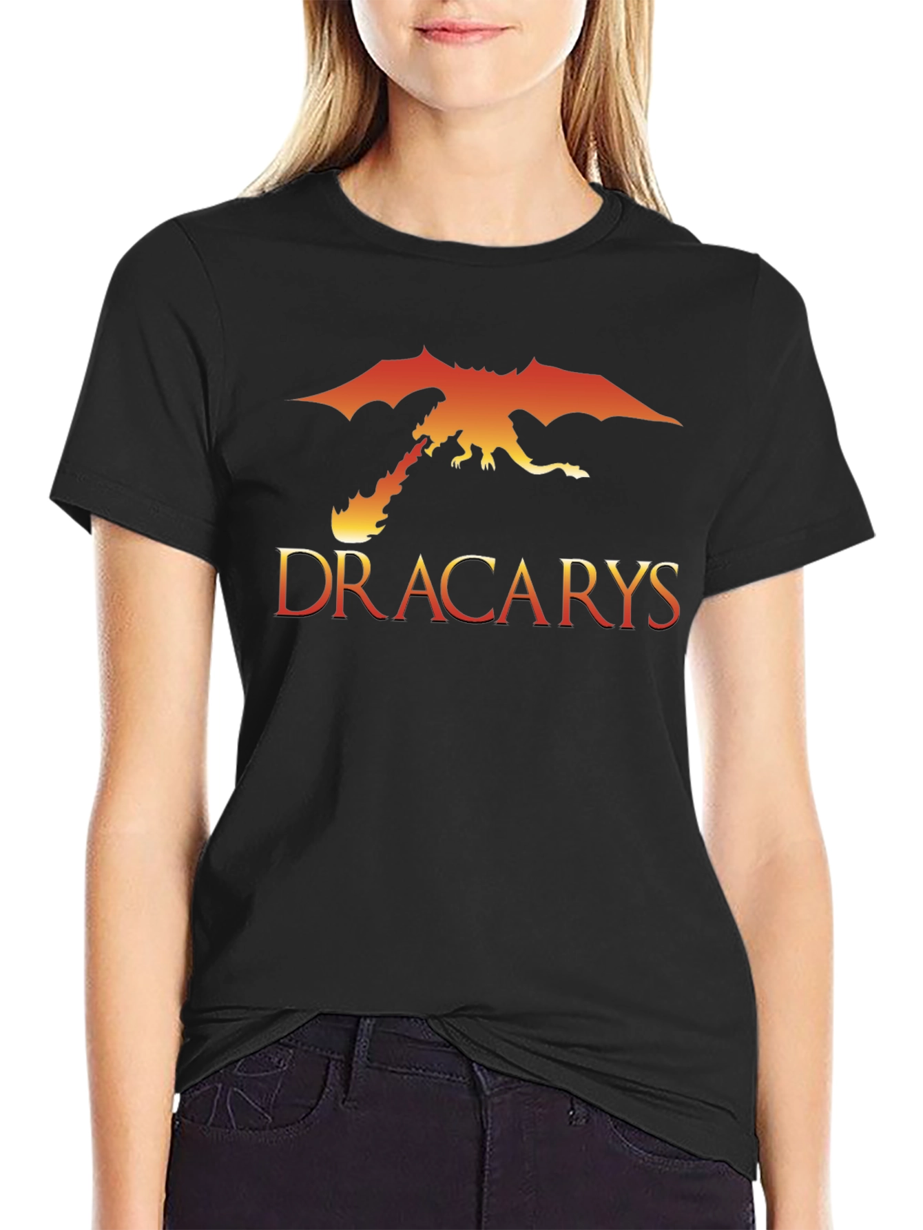 Dracarys Dragon Fire Graphic T-Shirt - Black
