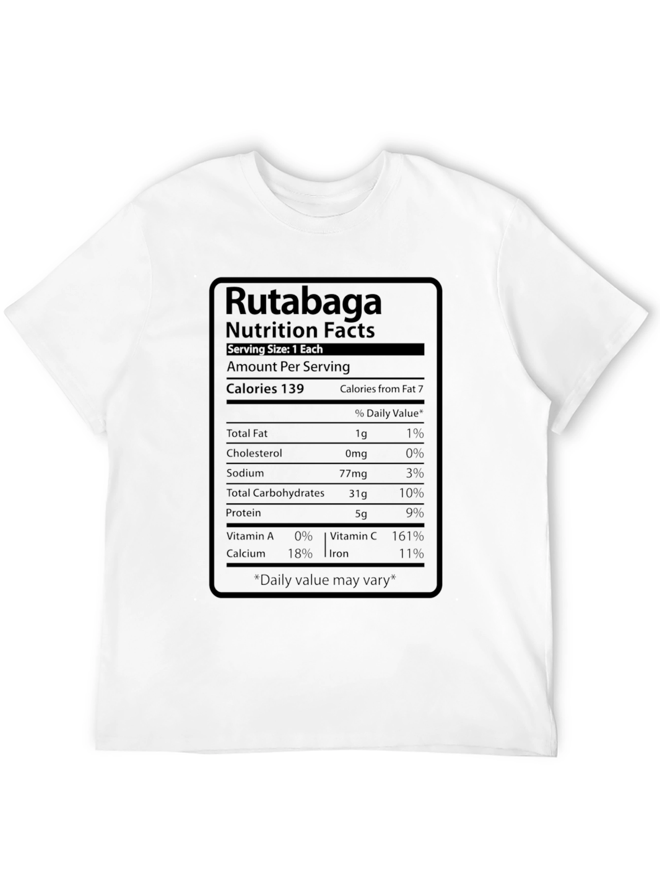 Rutabaga Nutrition Facts Black T-Shirt