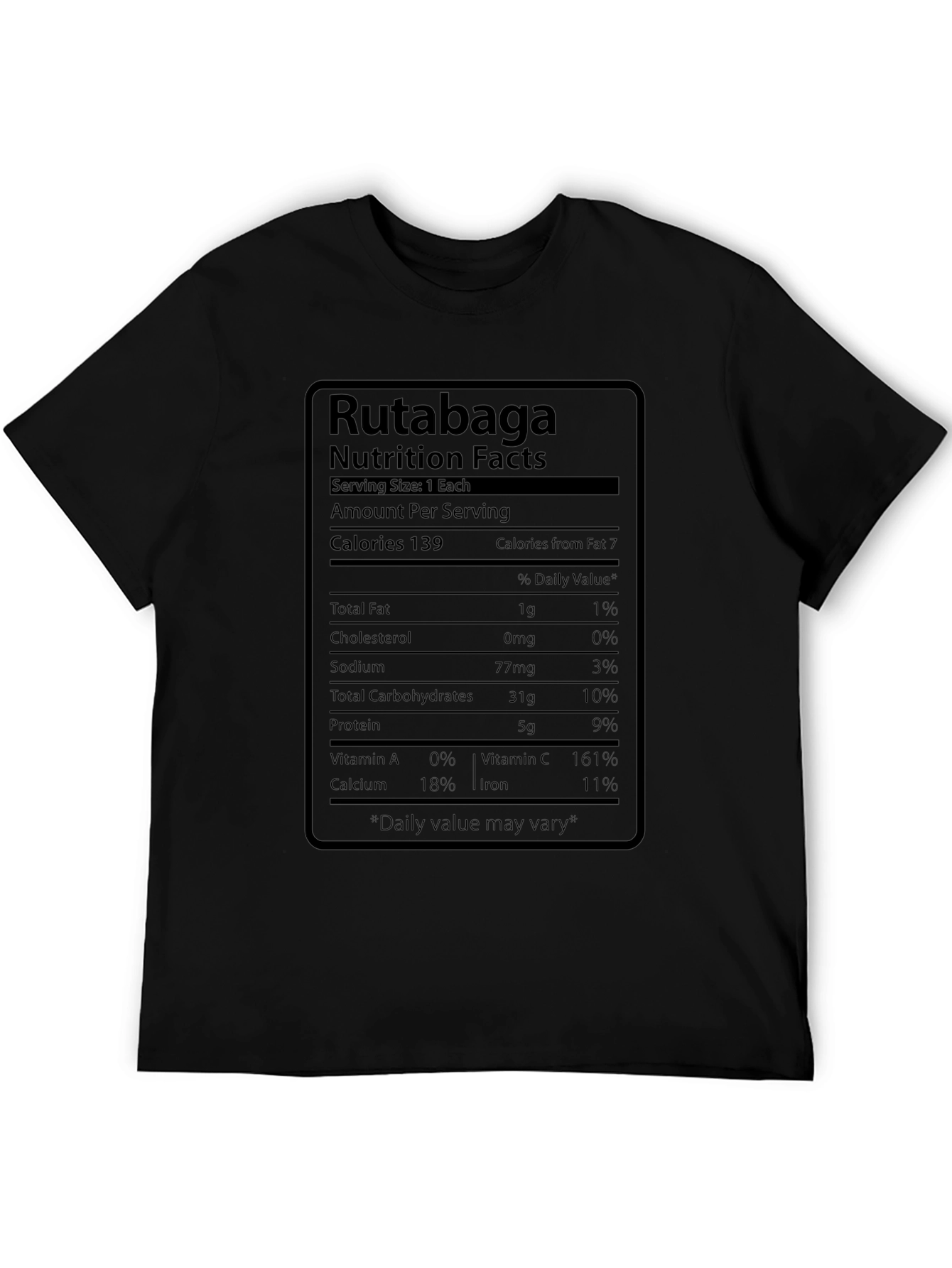 Rutabaga Nutrition Facts Black T-Shirt