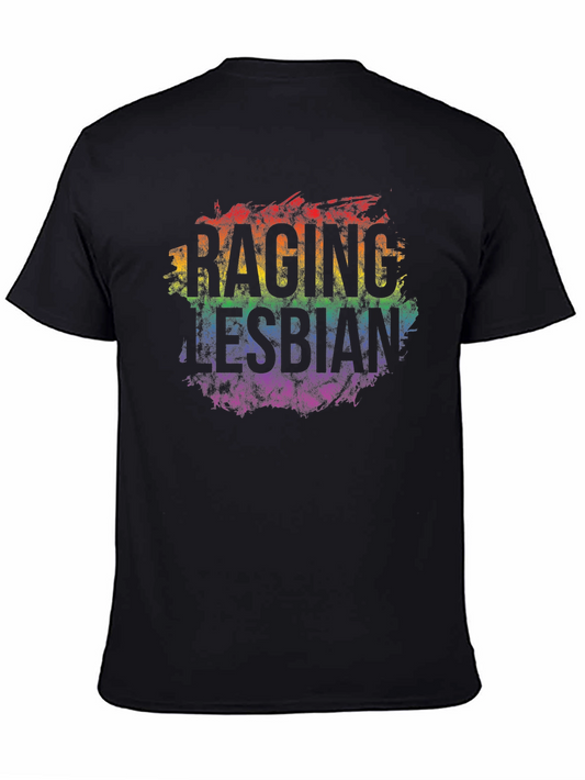 Raging Lesbian Rainbow Graphic T-Shirt - Pride LGBTQ+ Apparel